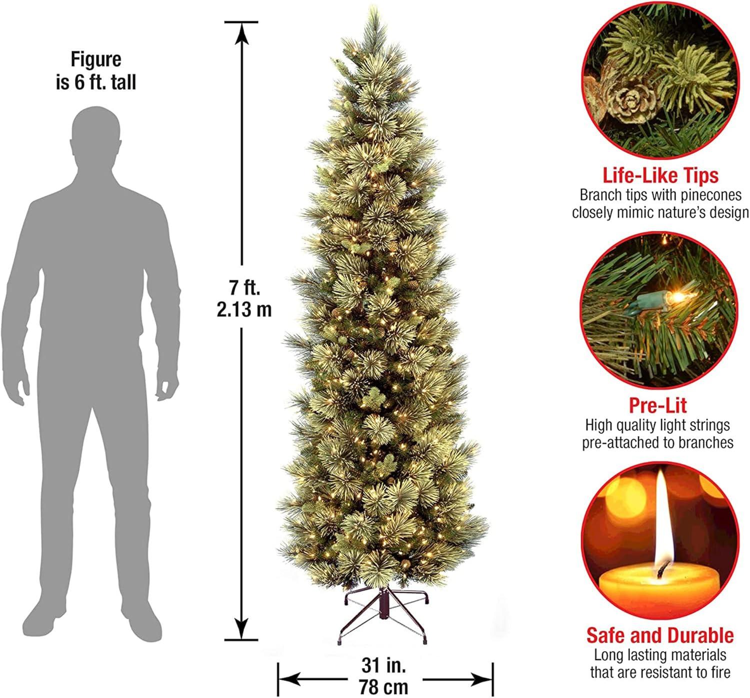 National Tree Company 7 ft. Carolina Pine Slim Tree with Clear Lights