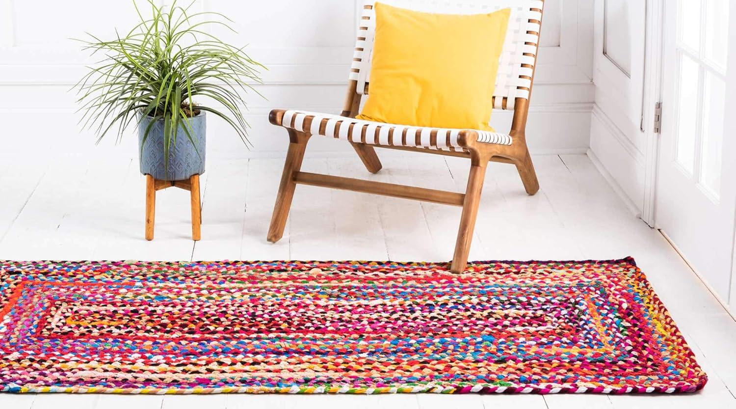 Unique Loom Braided Chindi Collection Area Rug - Layer (2' 7" x 6' 1" Runner Multi/Blue)