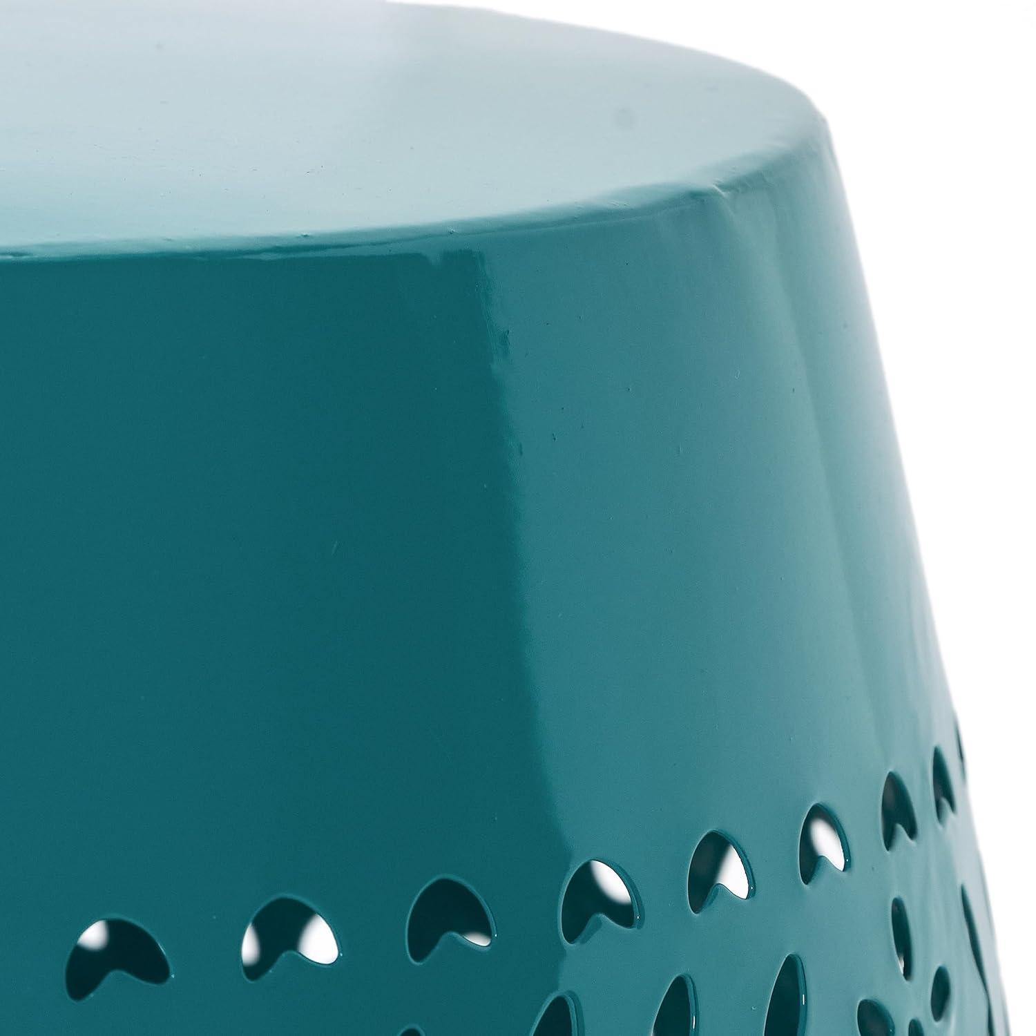 GDFStudio Riley Outdoor Lace Cut 12 Inch Side Table, Teal
