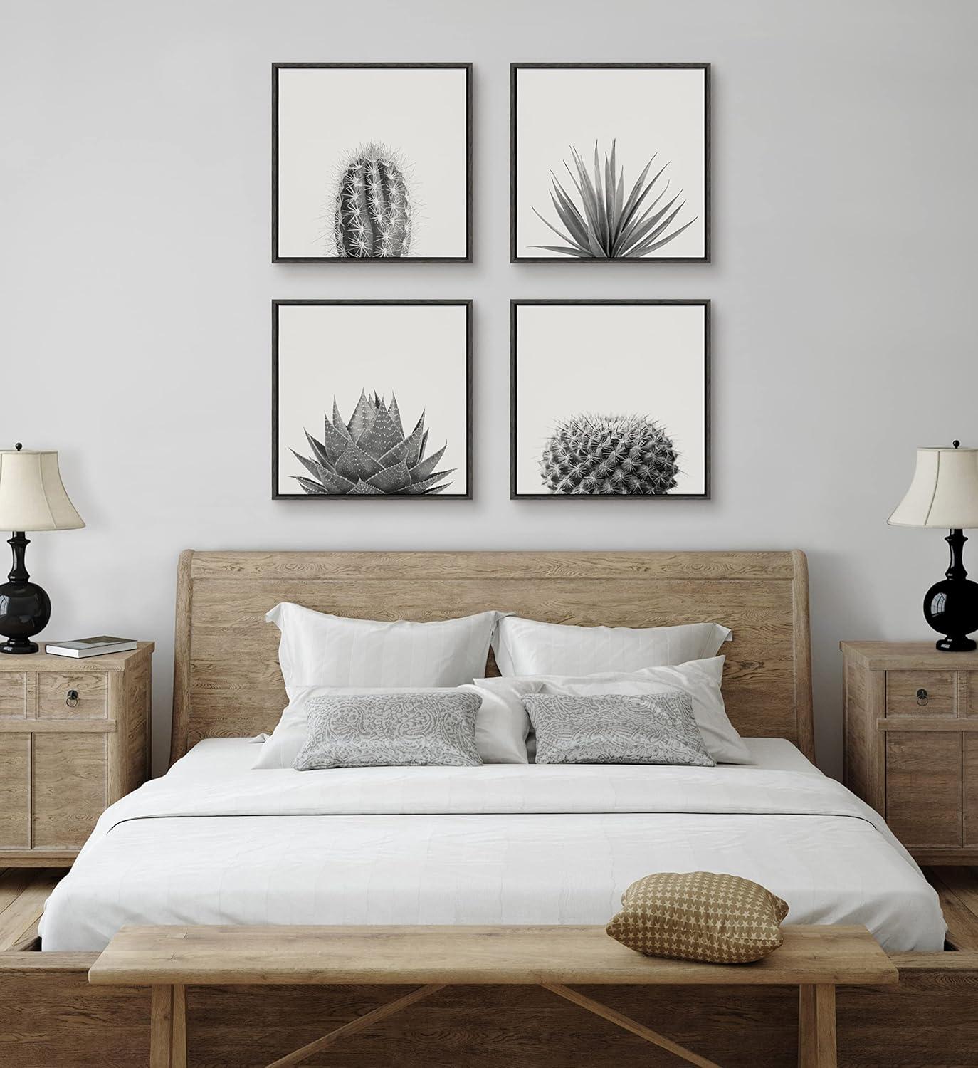 Kate and Laurel Sylvie Haze Agave Succulent Framed Canvas by The Creative Bunch Studio, 22x22, Dark Gray