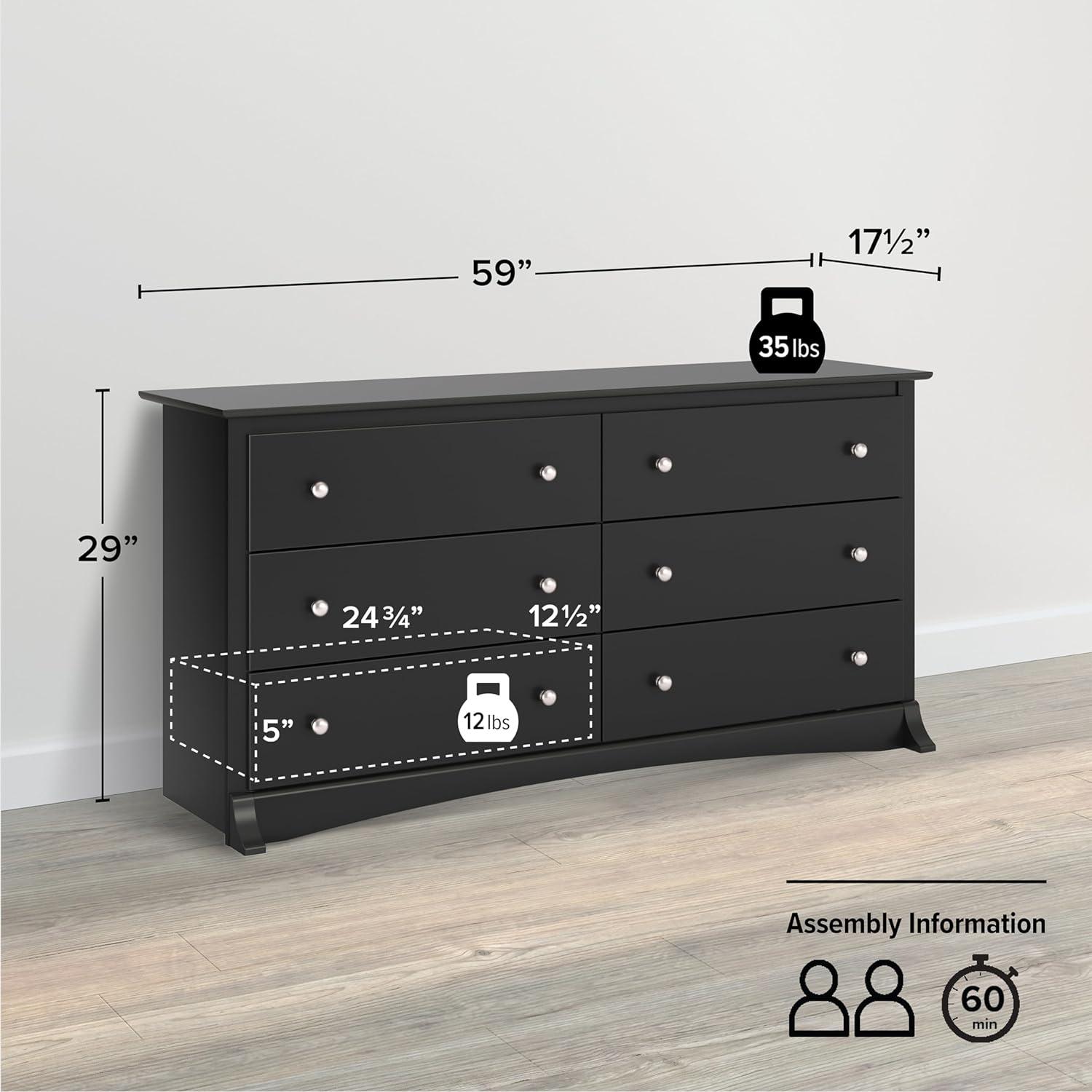 Prepac BDC-6330 Sonoma Dresser, 6-Drawer, Black