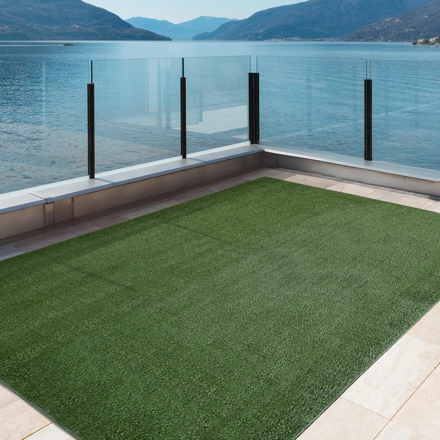 iCustomRug Synthetic Grass Rug – 4x10ft Lawn Green Turf Carpet for Patios, Yards, Boats, Camping – Indoor/Outdoor Use