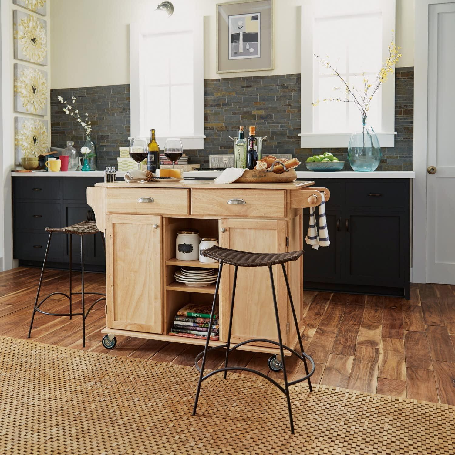 Homestyles General Line Wood Rolling Kitchen Cart in Brown