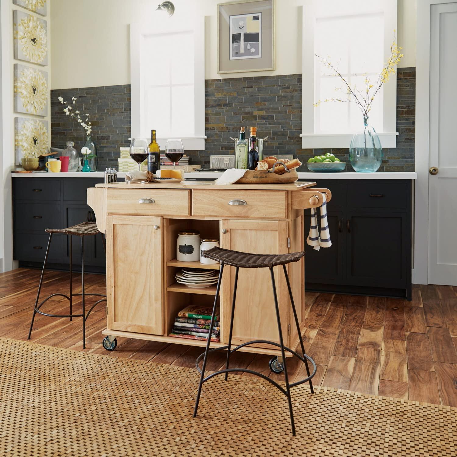Homestyles General Line Wood Rolling Kitchen Cart in Brown