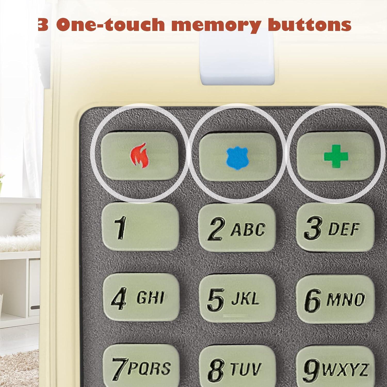 Beige Analog Corded Home Phone with Lighted Keypad