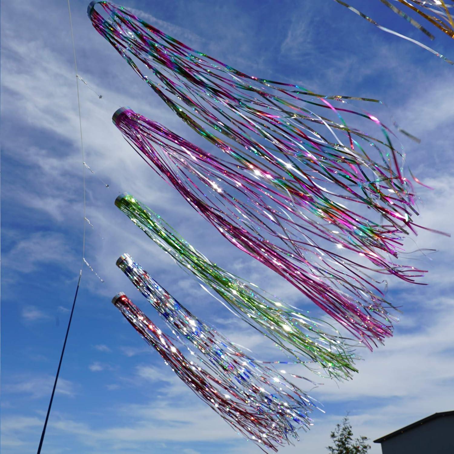 In the Breeze 9051 — Red Holographic Mylar Windsock Hanging Decoration - Decorative and Humane Bird and Pest Deterrent