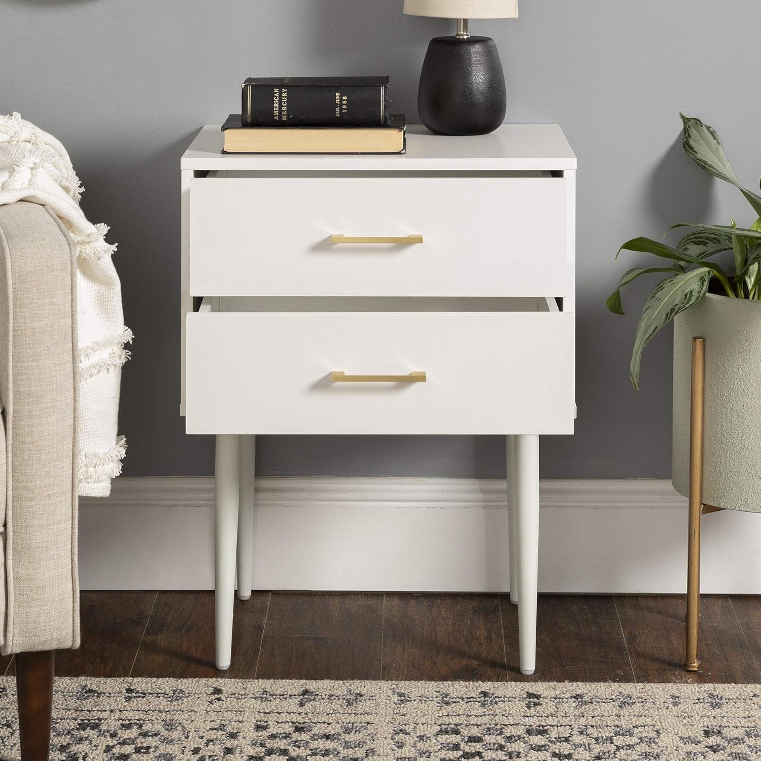 SQRTFV Olivia Modern 2-Drawer Rectangle Nightstand Bedroom Side End    20 Inch  Black
