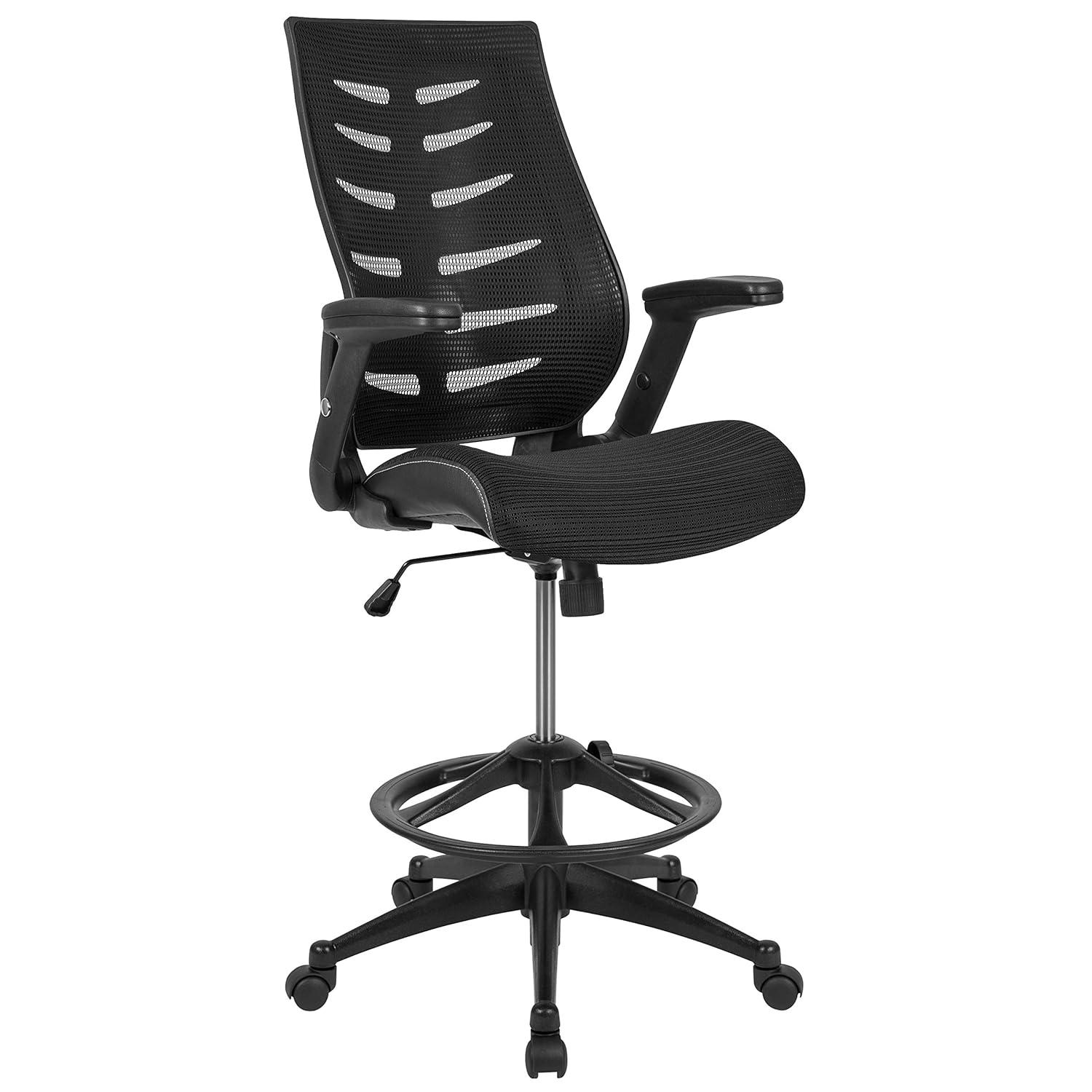 Flash Furniture High Back Mesh Spine-Back Ergonomic Drafting Chair with Adjustable Foot Ring