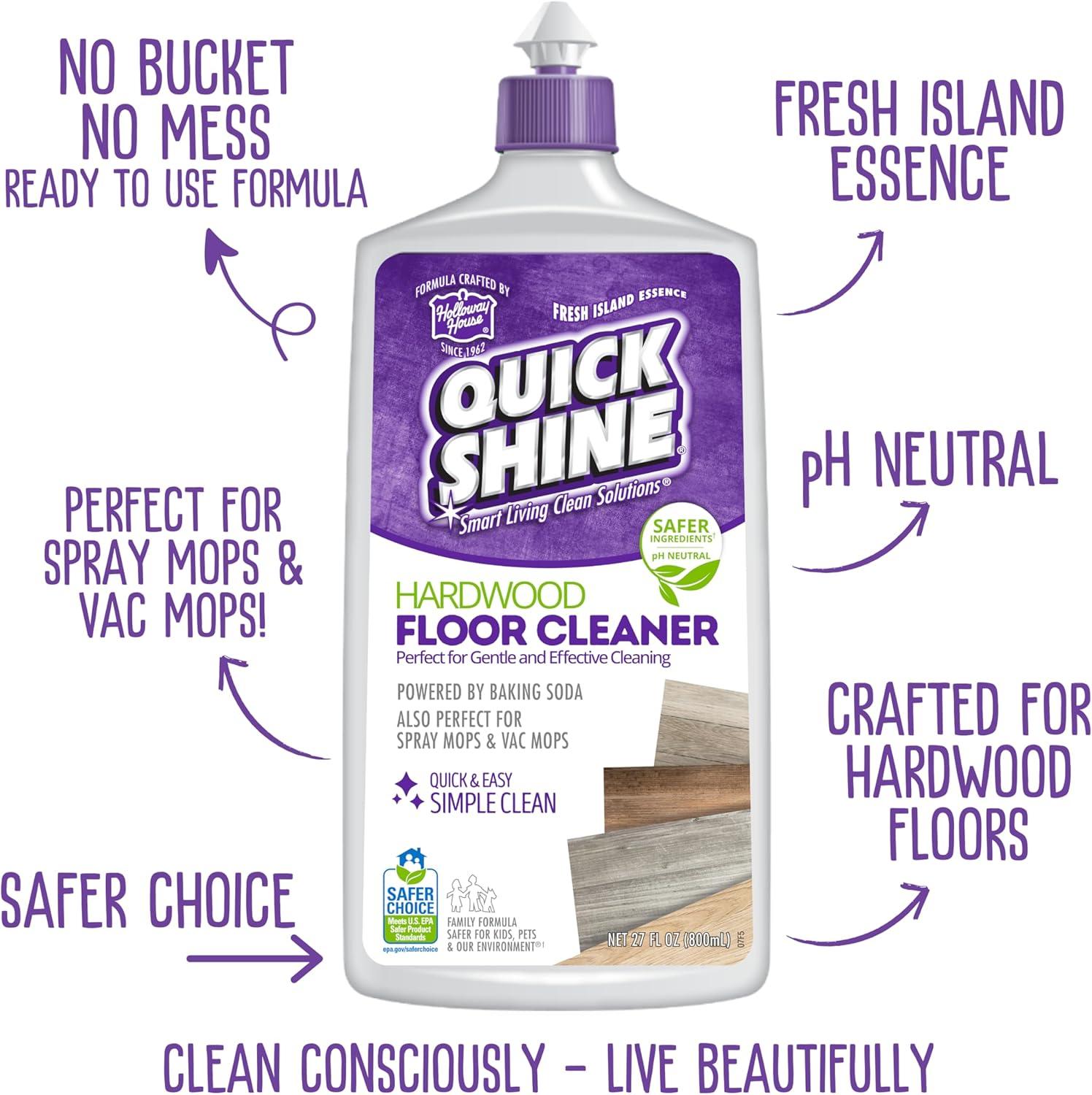 Quick Shine High Traffic Hardwood Floor Cleaner & Floor Polish Combo Pack, w/ Plant Derived Carnauba & Safer Choice Certified pH Neutral Formula, Restore & Protect, Fills in Micro Scratches