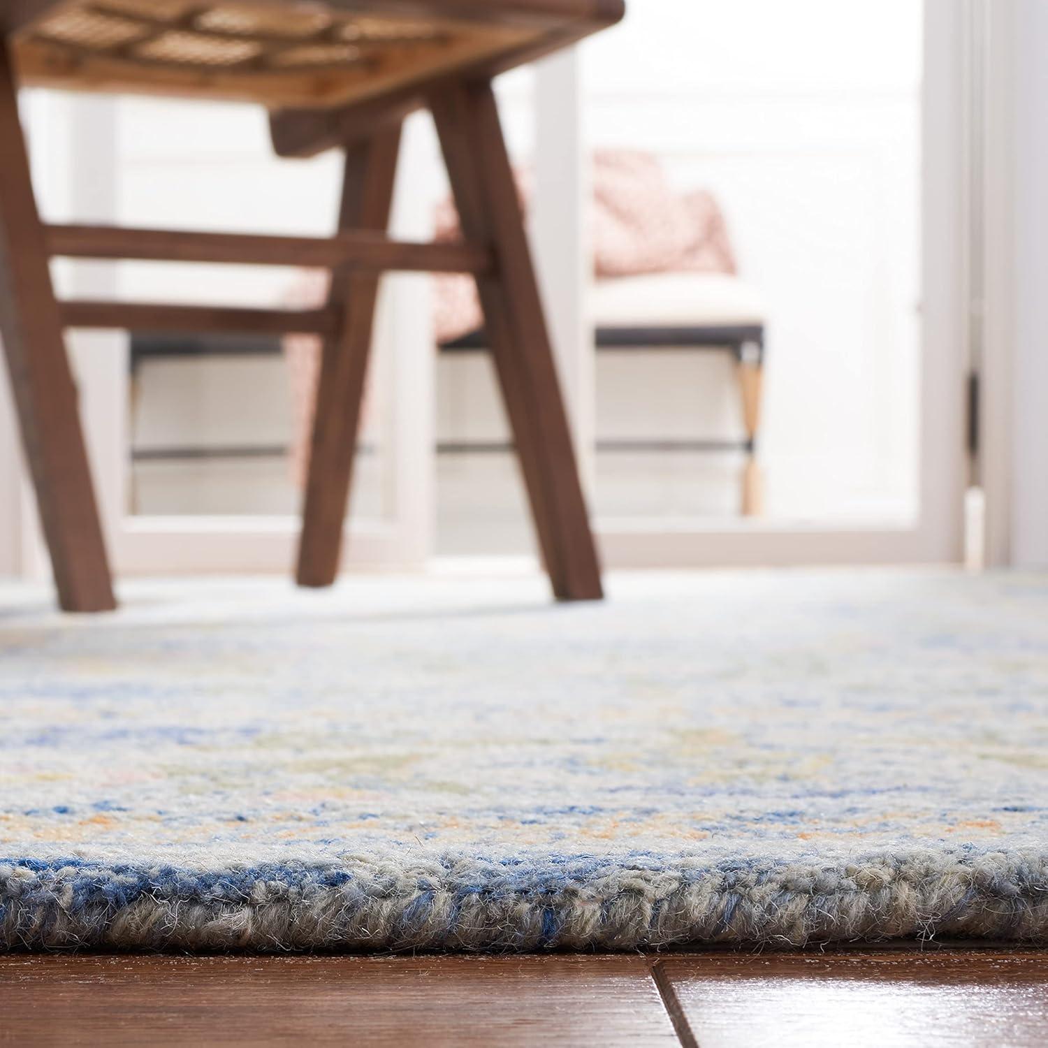 Handmade Blue Wool 9' x 12' Tufted Area Rug