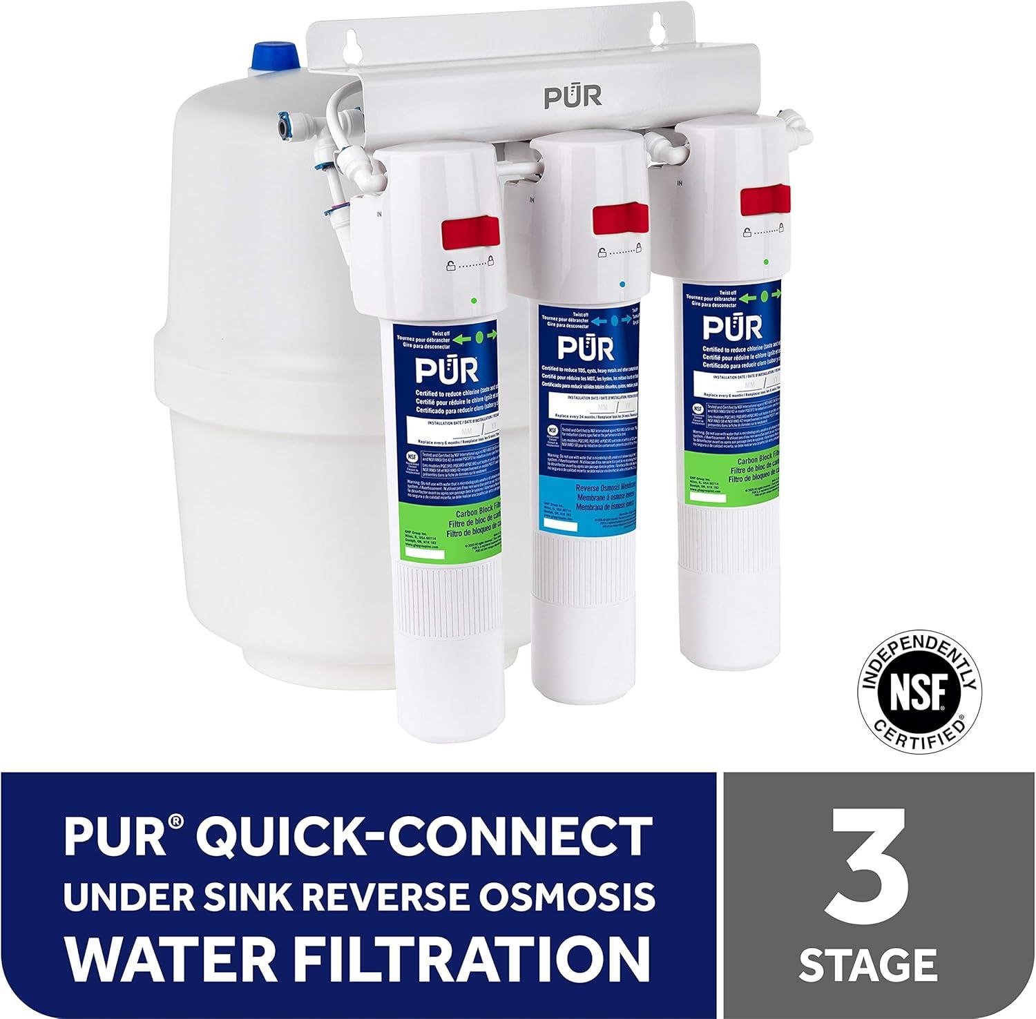 White Compact Under-Sink 3-Stage RO Water Filtration System