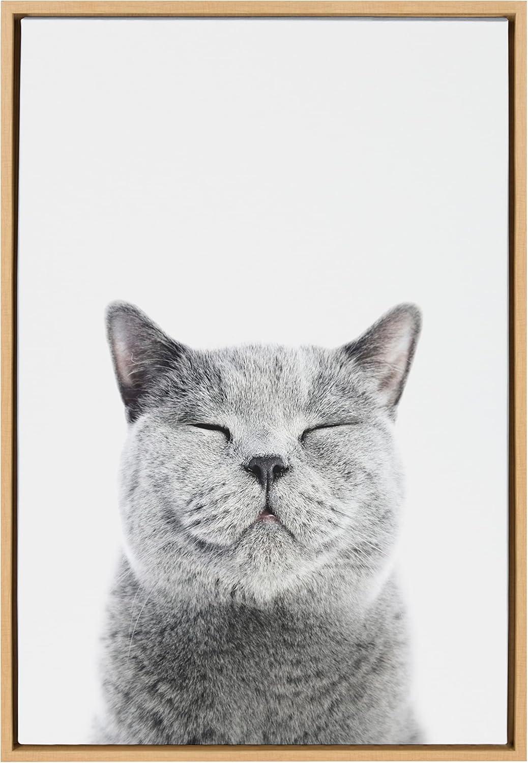 Sylvie Smiling Cat Framed Canvas by Amy Peterson Art Studio - Kate & Laurel All Things Decor