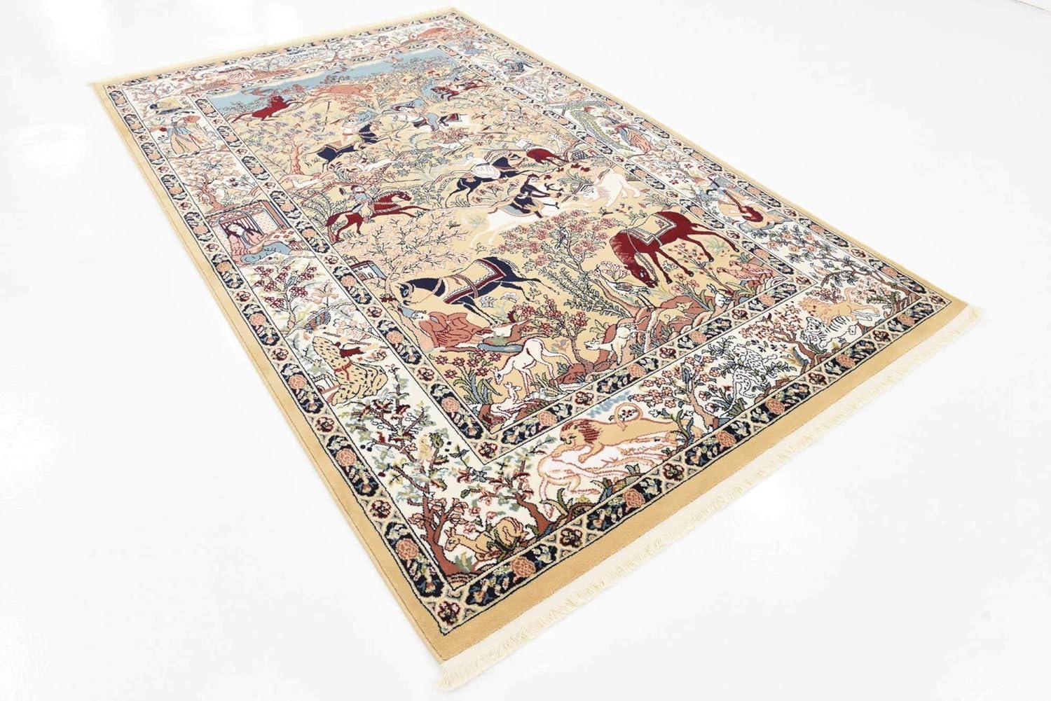 Unique Loom Narenj Birmingham Floral Indoor Woven Fringe Area Rug