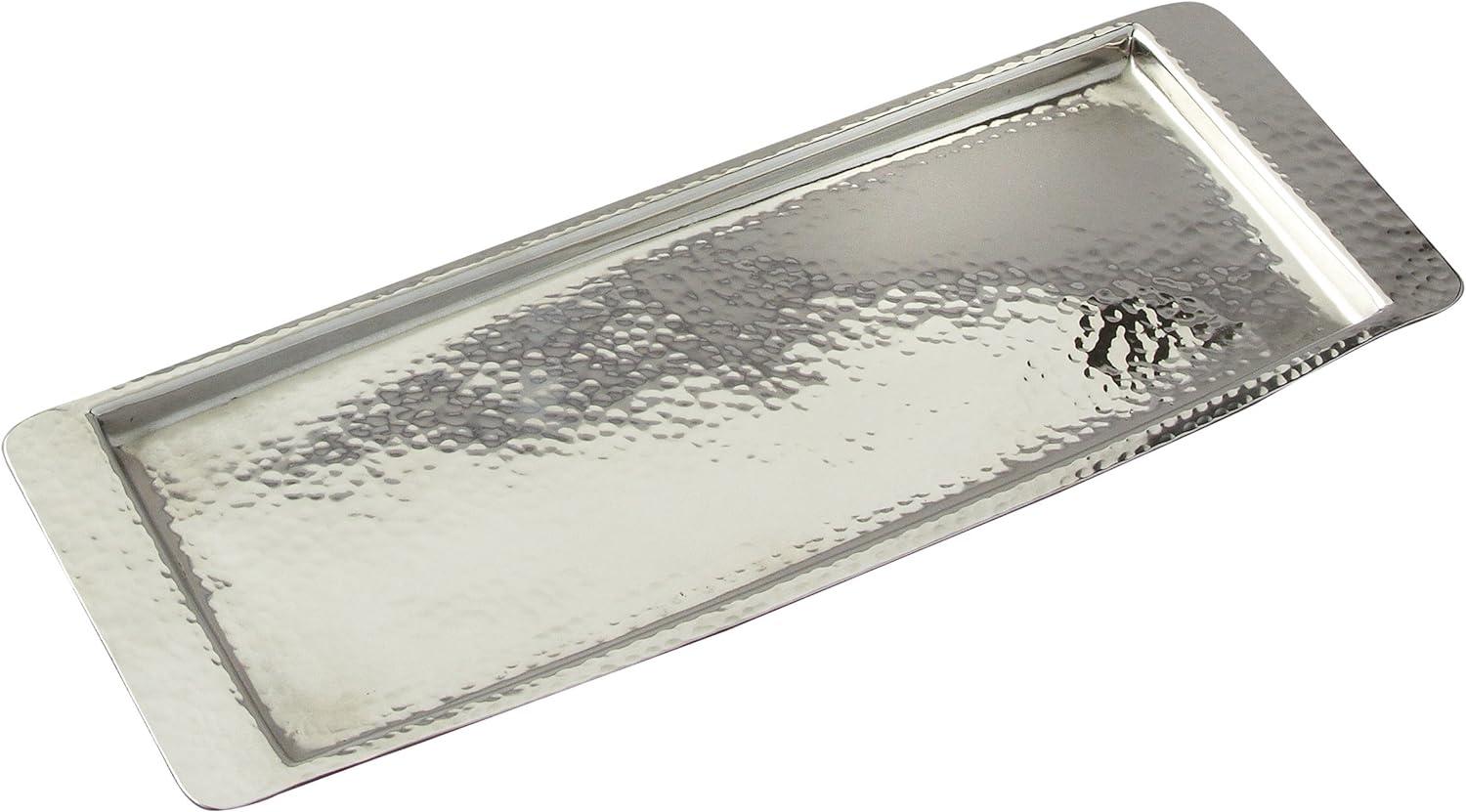 Elegant Hammered Stainless Steel Rectangular Serving Tray, 13.75" x 4.5"