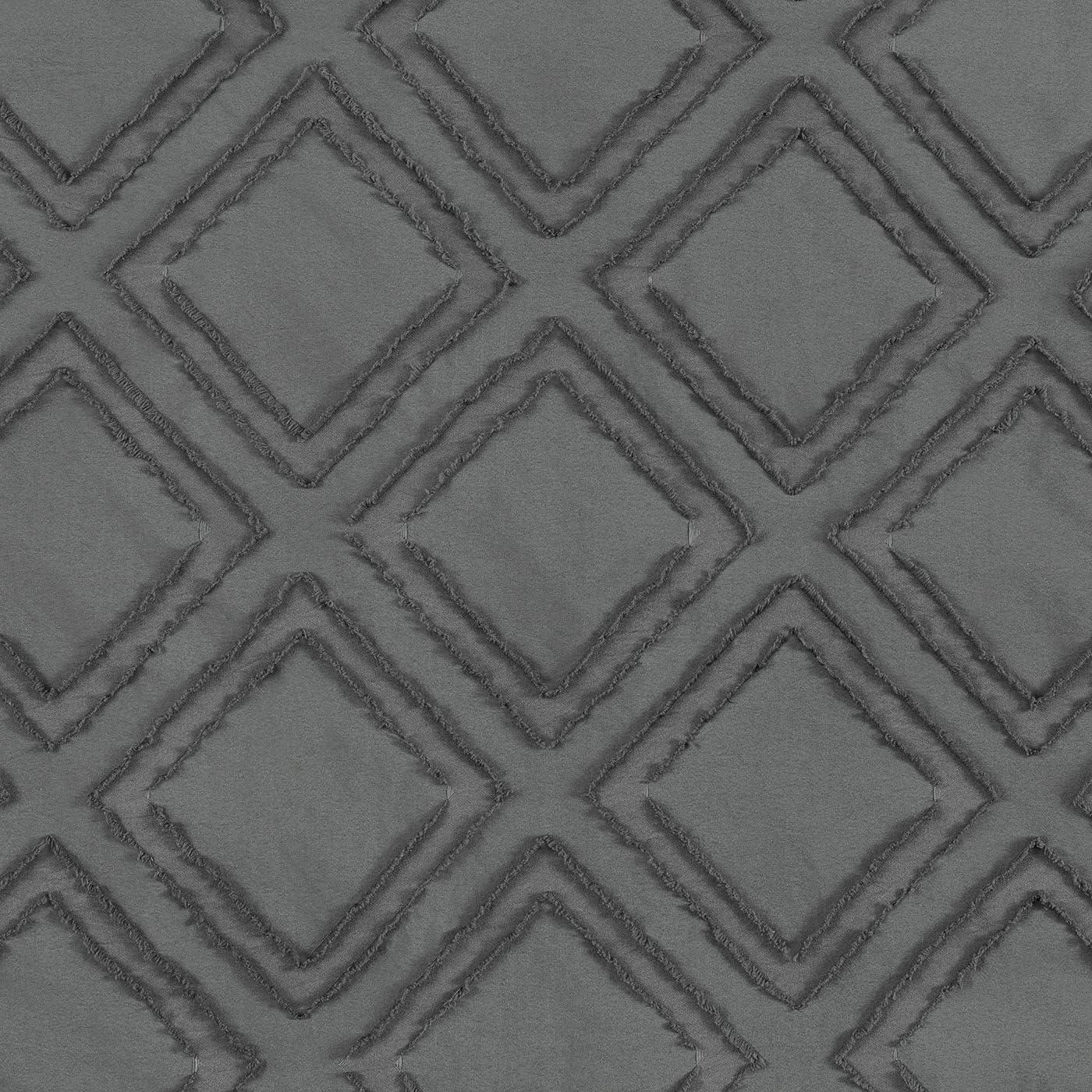 Achim Blake Geometric Diamond Rod Pocket Light Filtering Curtain Panel, Charcoal, 42" x 84"