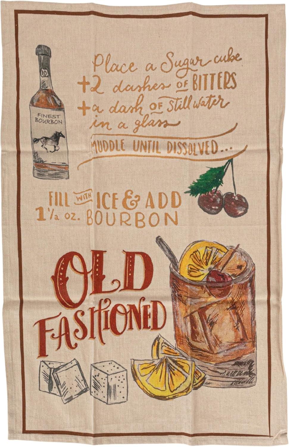 Creative Co-Op Cotton Printed Tea Towel with Cocktail Recipe Prints, Multicolor, Set of 8