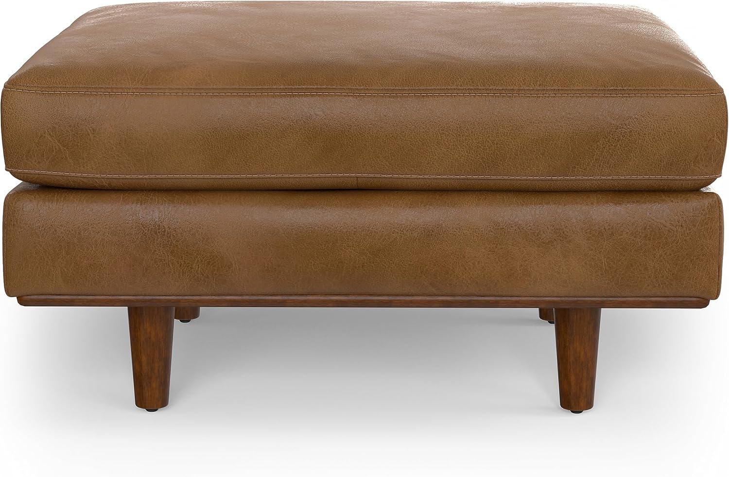 Simpli Home Morrison  Sofa and Ottoman Set in Genuine Leather