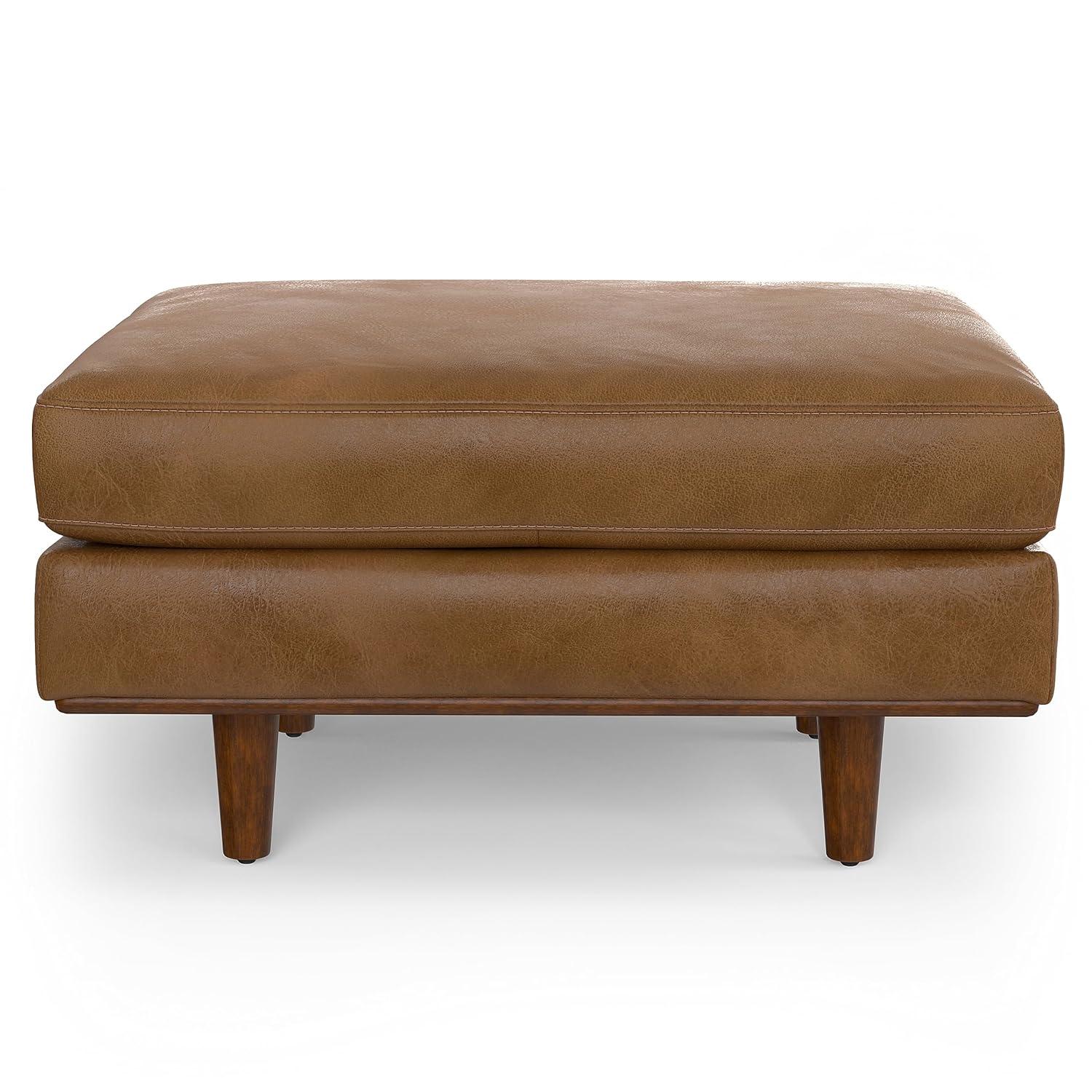 Simpli Home Morrison  Sofa and Ottoman Set in Genuine Leather