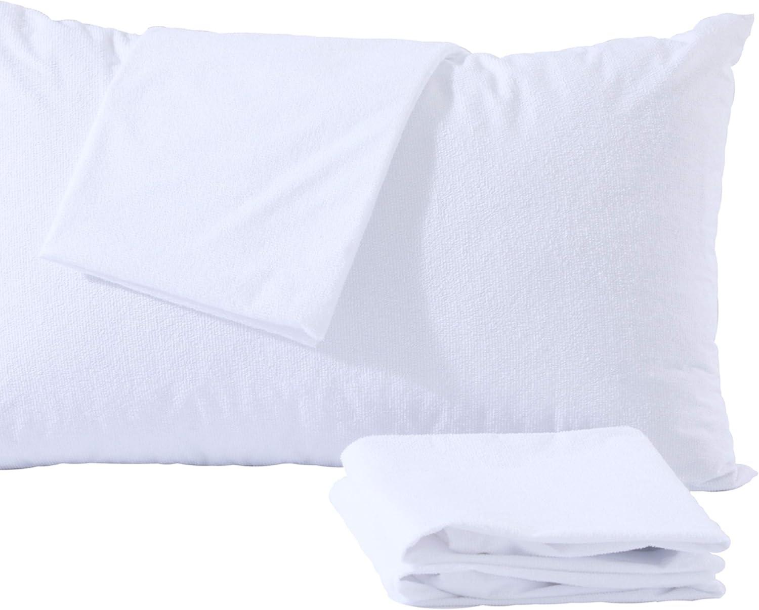 Niagara Waterproof Pillow Protector King Cotton Terry Zippered 100% Pillow Encasement Cover Pair Set of 2 Washable Long Life Soft