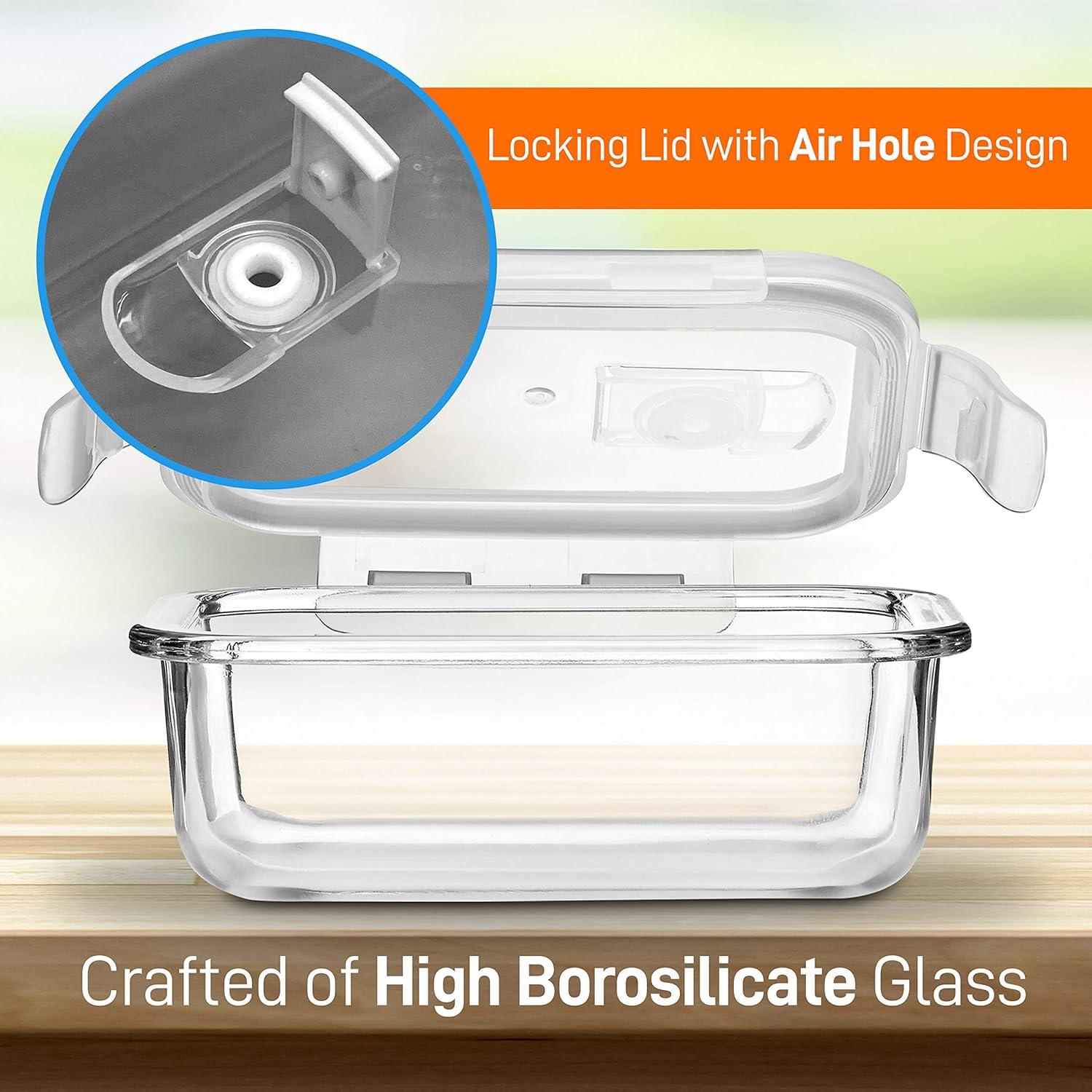 Clear Borosilicate Glass Meal Prep Containers with Flip Top Lids