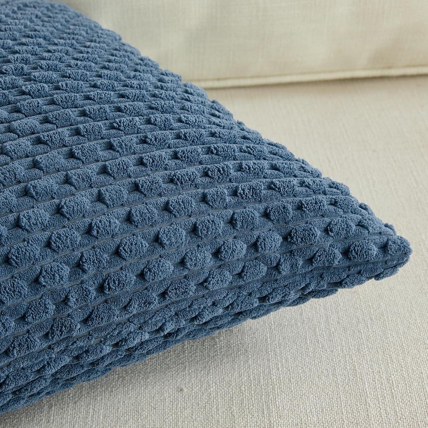 Boho Sage Green Striped Corduroy Pillow Covers - Set of 2 | Farmhouse Rectangle Cushion Cases for Sofa Couch Bed | Soft Decorative Throw Pillowcases - 12x20 Inch Home Decor