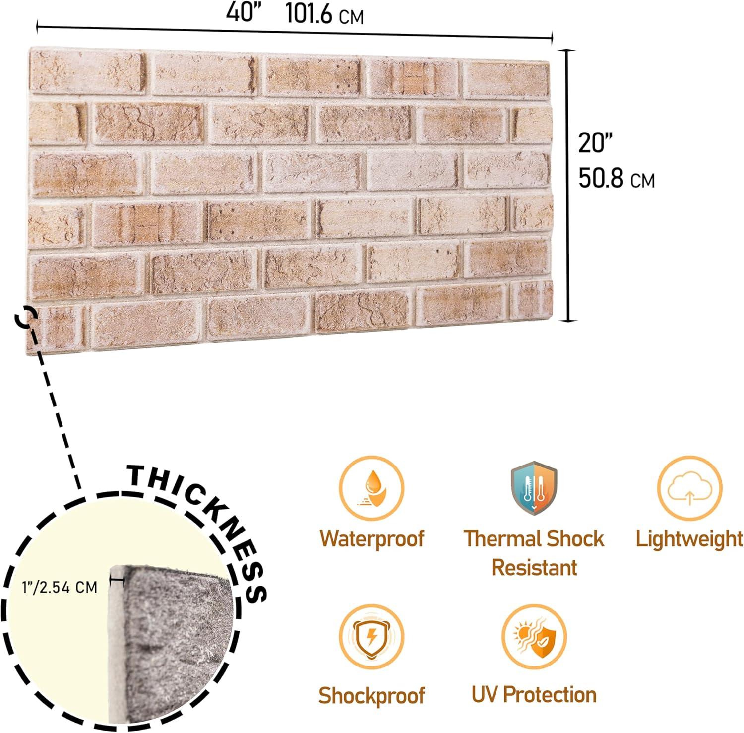 UPP Ultimate Premium Products 3D Brick Effect Wall Panels - Lightweight Styrofoam - Set of 9 Large Panels (20"x40") Covers 48 sq ft - Apply with Wall Adhesive - DIY Home Wall Cladding
