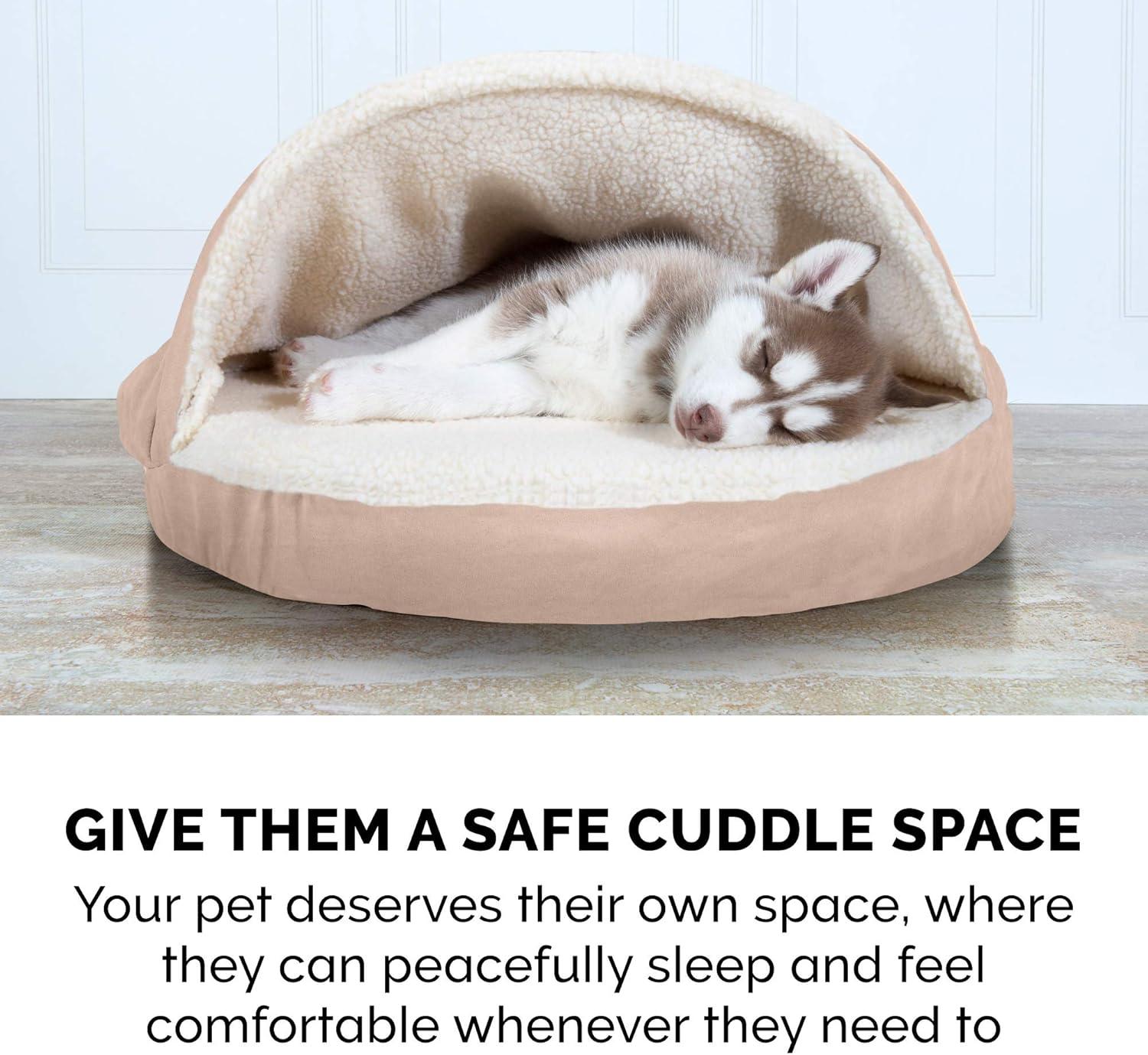 FurHaven Faux Sheepskin Round Hooded Orthopedic Dog Bed