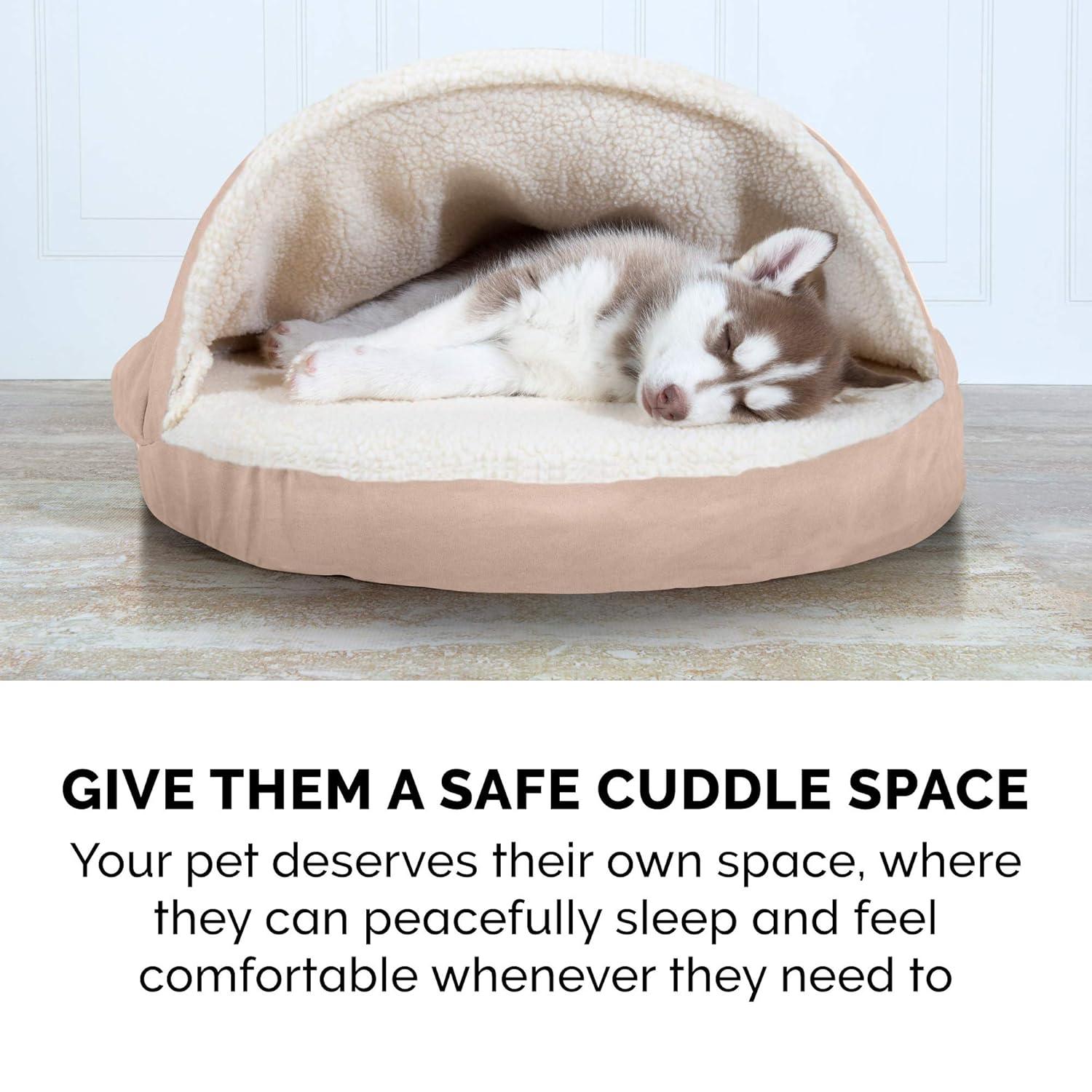 FurHaven Faux Sheepskin Round Hooded Orthopedic Dog Bed