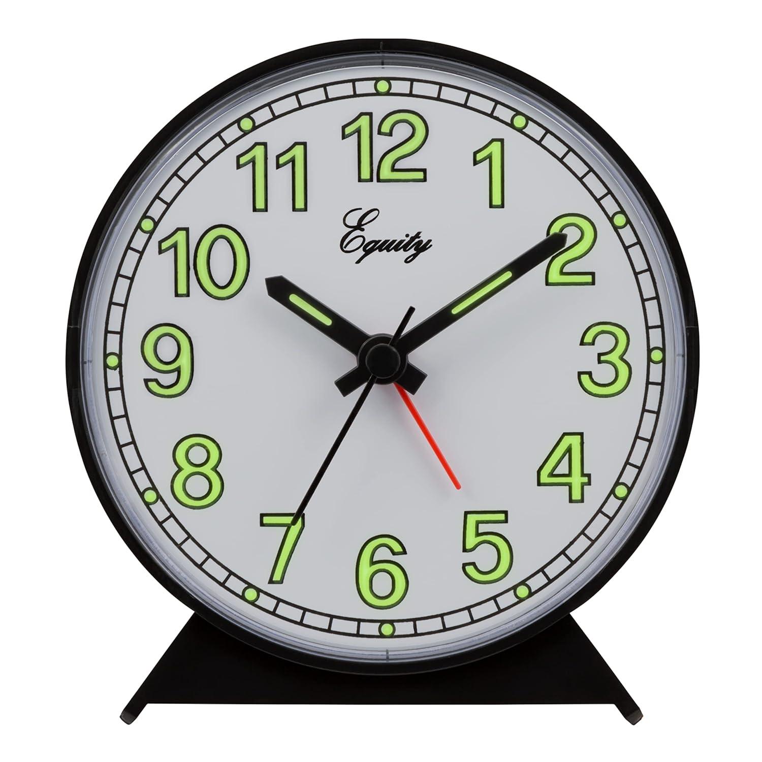 Equity Battery-Operated Black Analog Quartz Alarm Clock, 14077