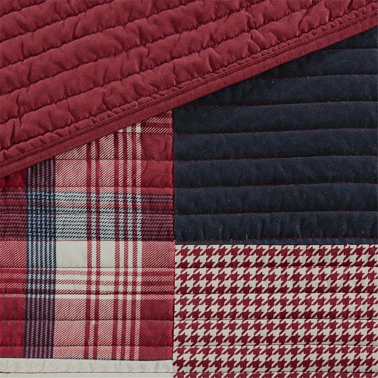 Full Red Cotton Reversible Quilt Set