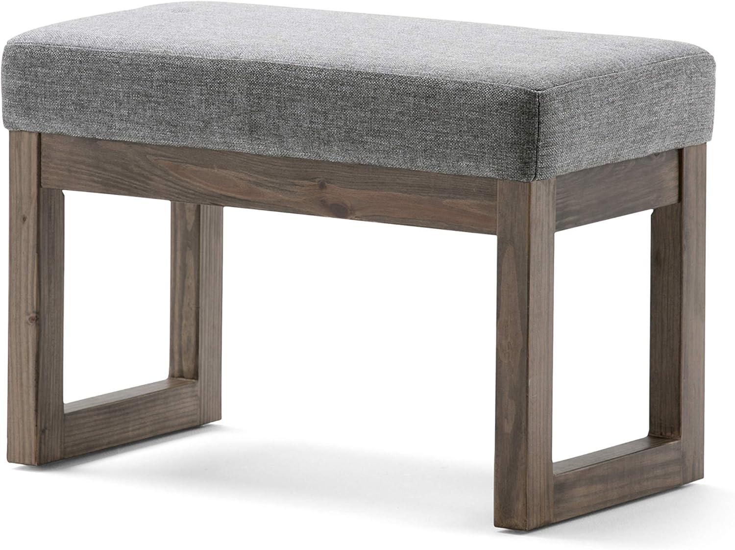 Simpli Home Milltown Solid Wood Footstool Small Ottoman Bench In Grey