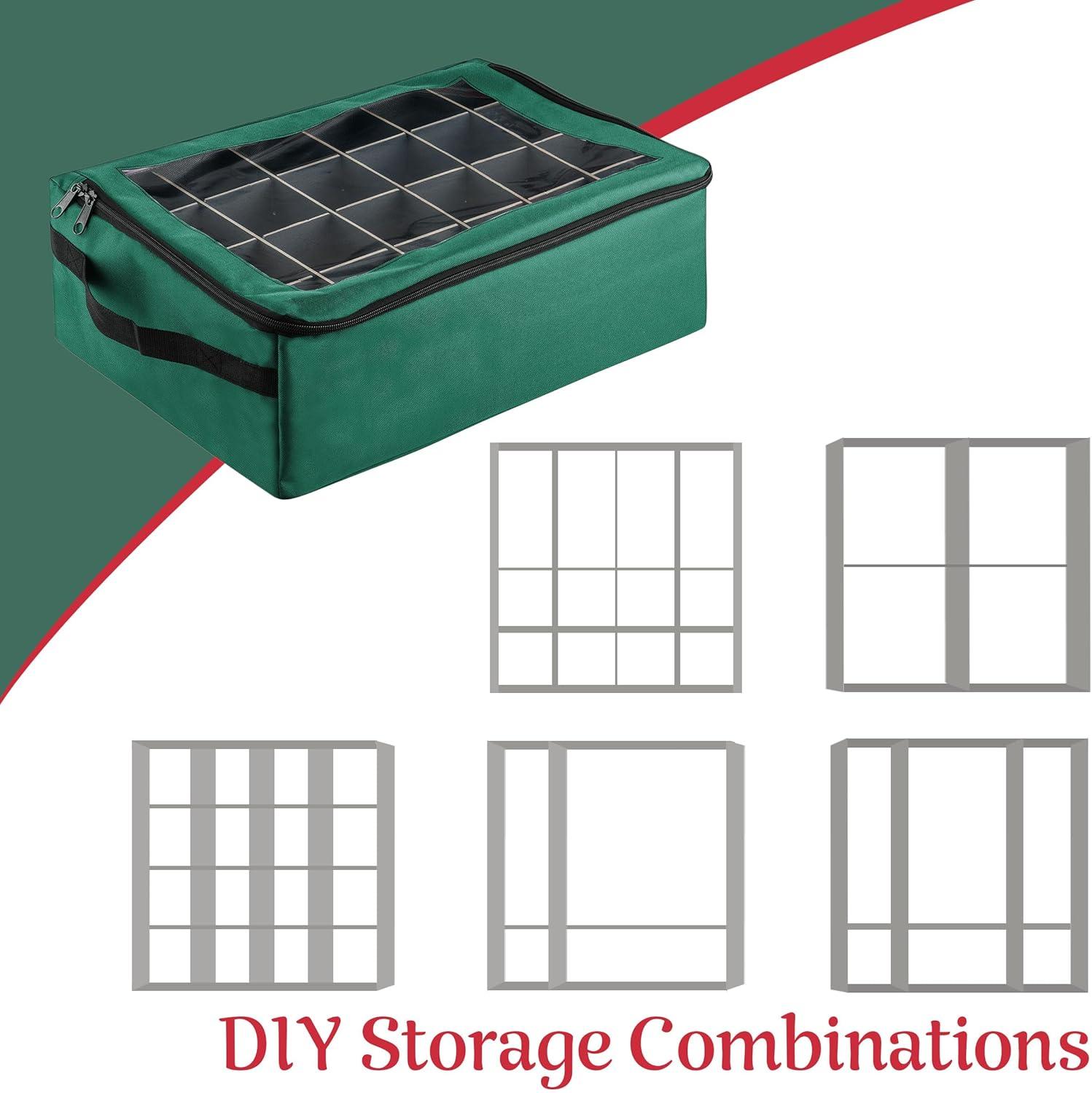 Tiny Tim Totes 83-DT5575 48 Christmas Ornament Organizer Storage Box - Green