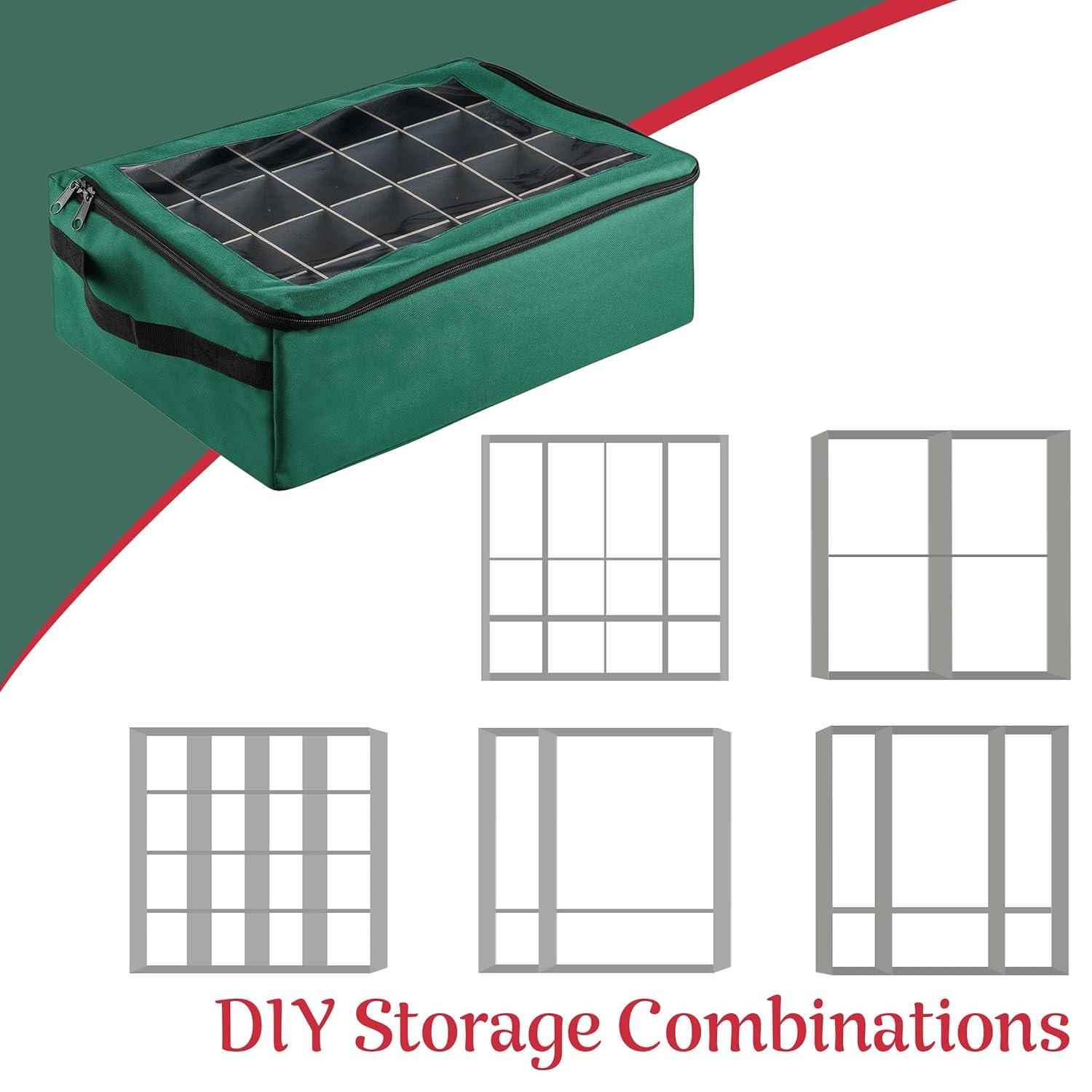 Tiny Tim Totes 83-DT5575 48 Christmas Ornament Organizer Storage Box - Green