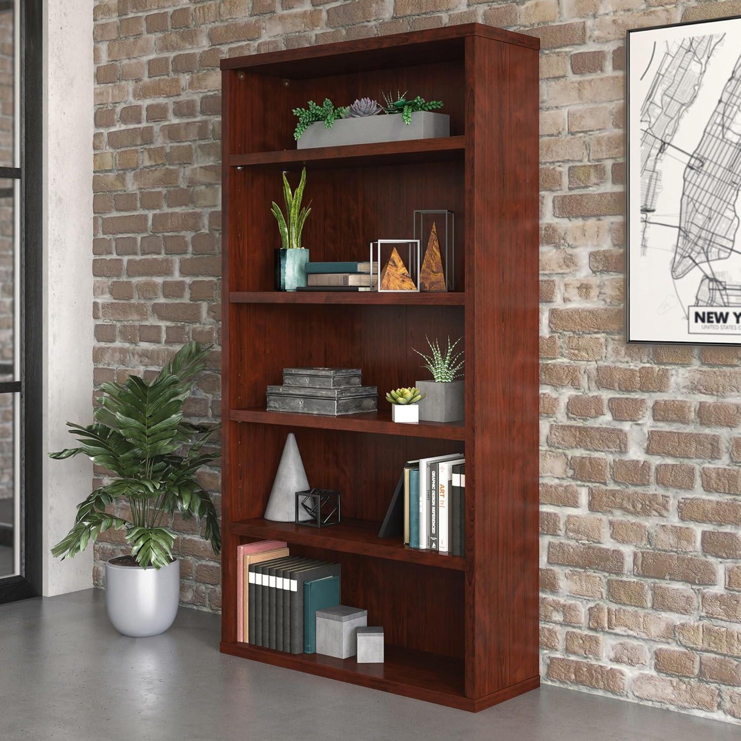 Sauder Affirm Engineered Wood 5-Shelf Bookcase in Classic Cherry