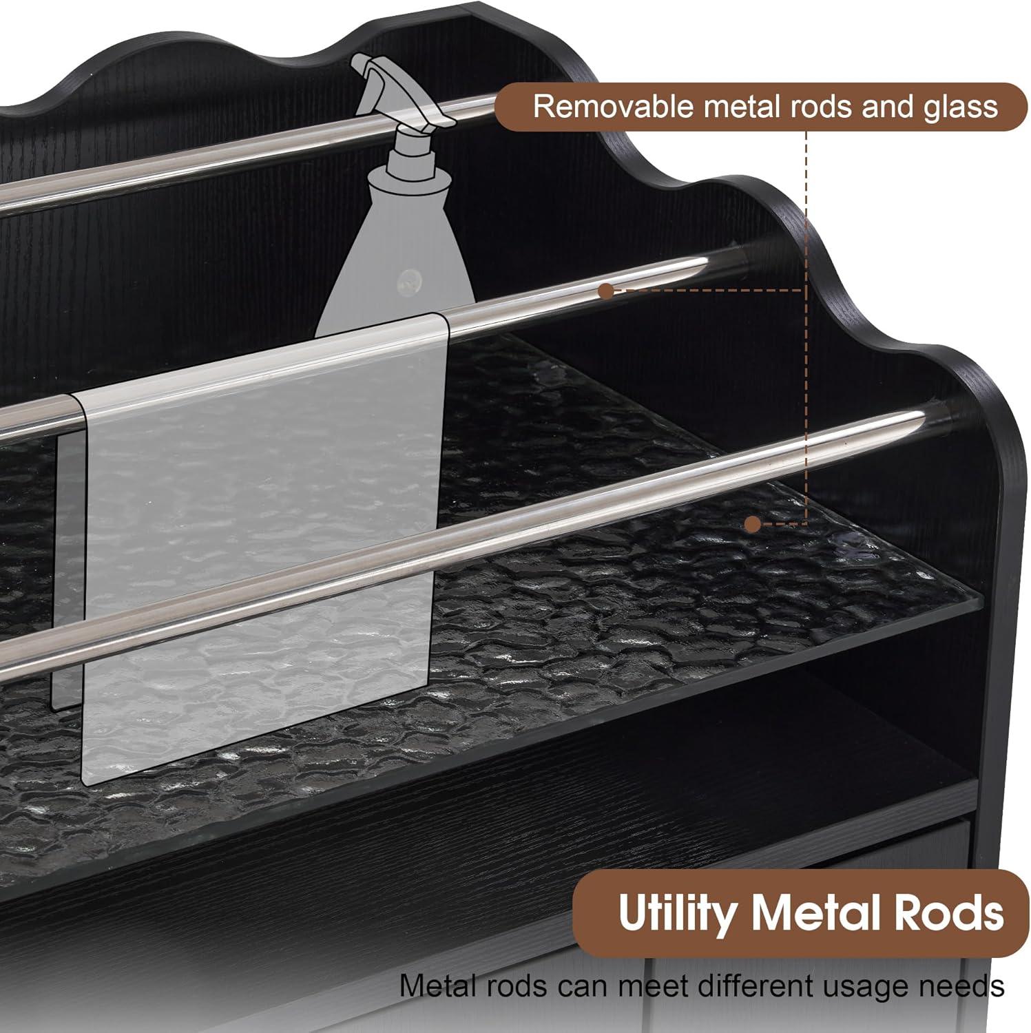 BarberPub Salon Trolley Makeup Organizer with Drawer and Cabinet