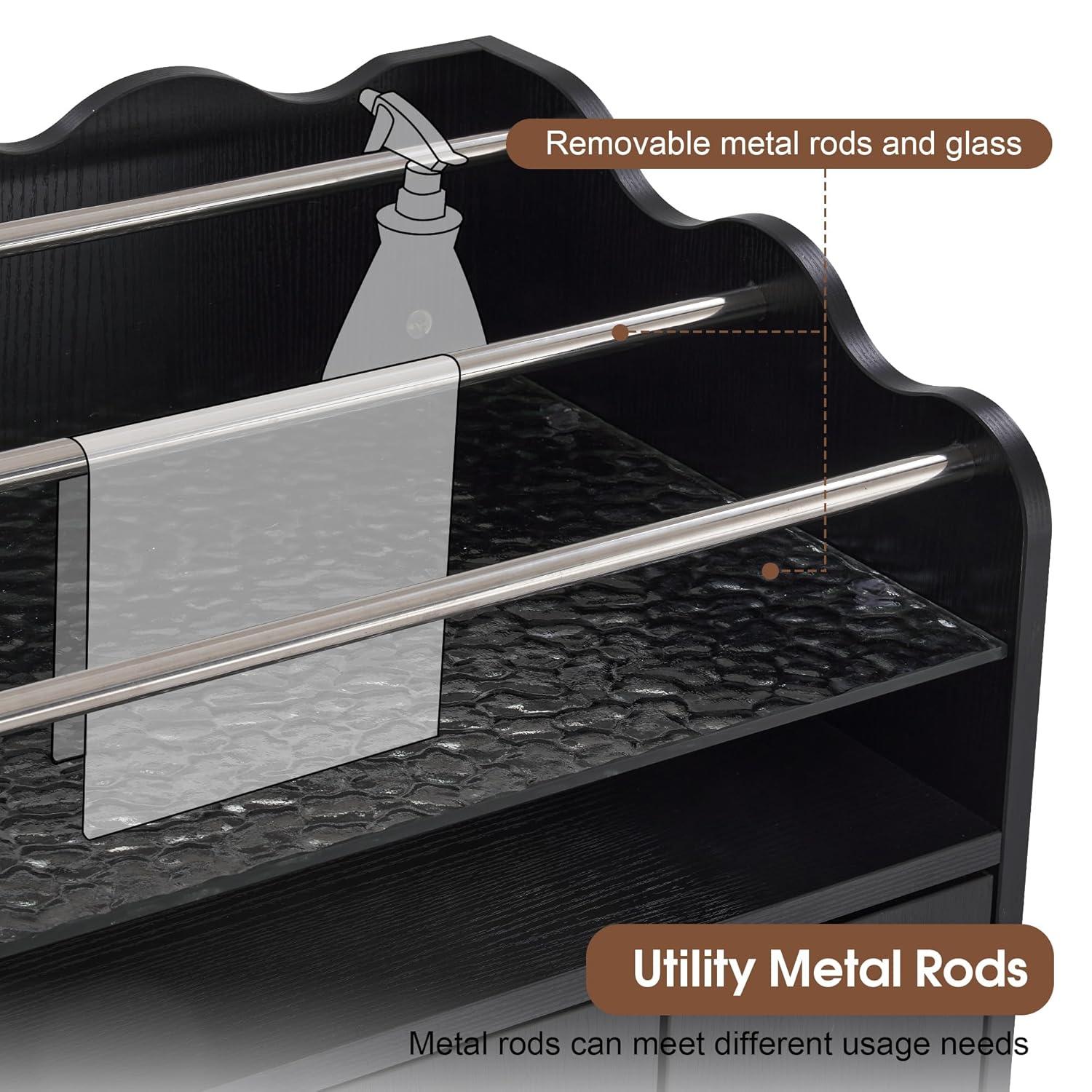 BarberPub Salon Trolley Makeup Organizer with Drawer and Cabinet