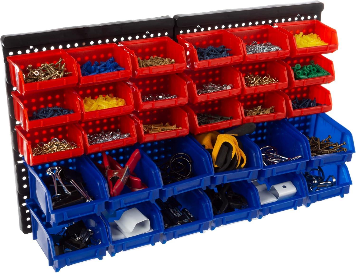 Stalwart Wall-Mounted Garage Storage Bins for Garage Organization, Craft Supply Storage, Tool Box Organizer