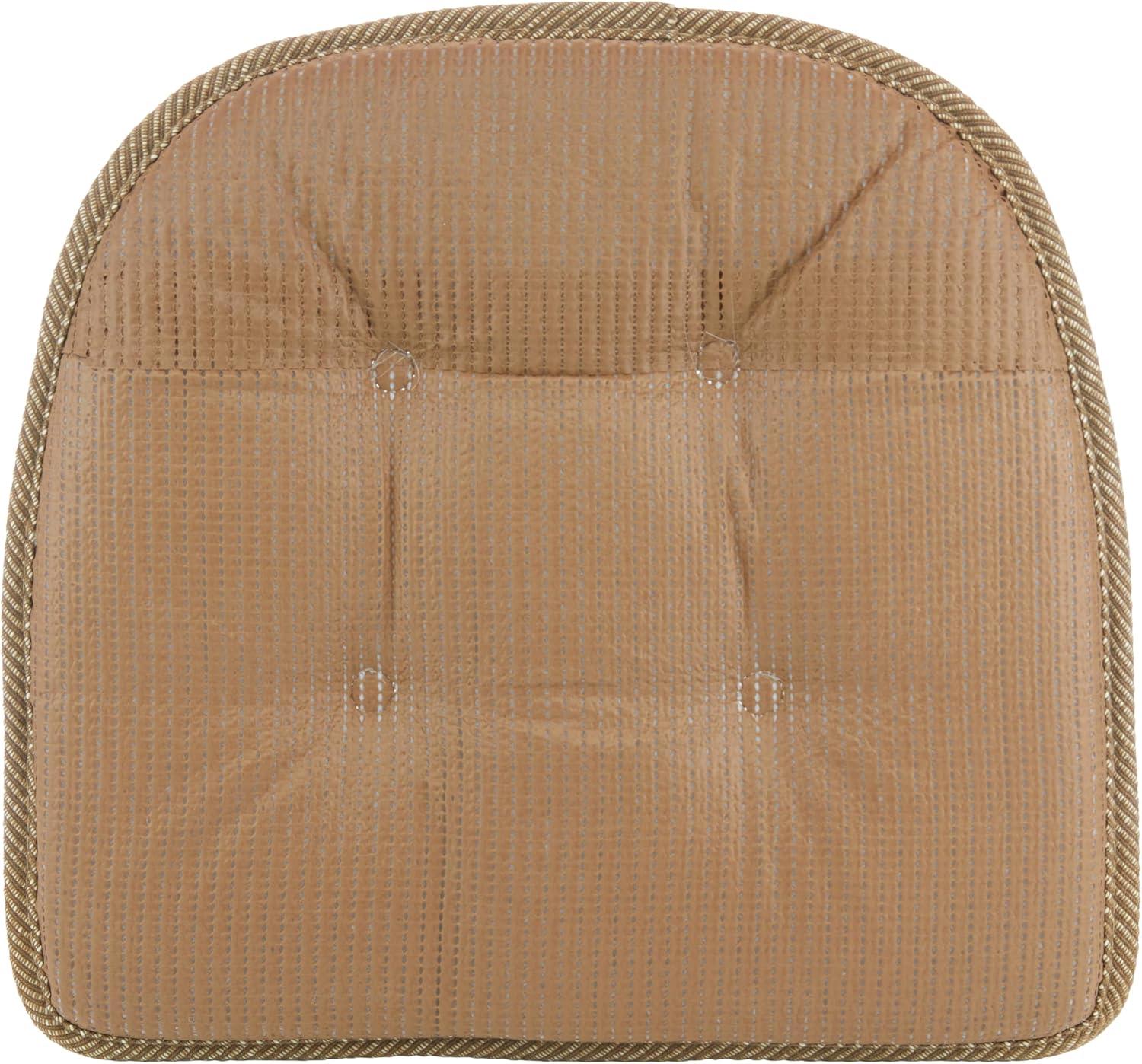 Gripper 2pc 15"x16" Non Slip Saturn Tufted Chair Cushions Tan: Indoor Rectangle Polyester Basket Weave Beige