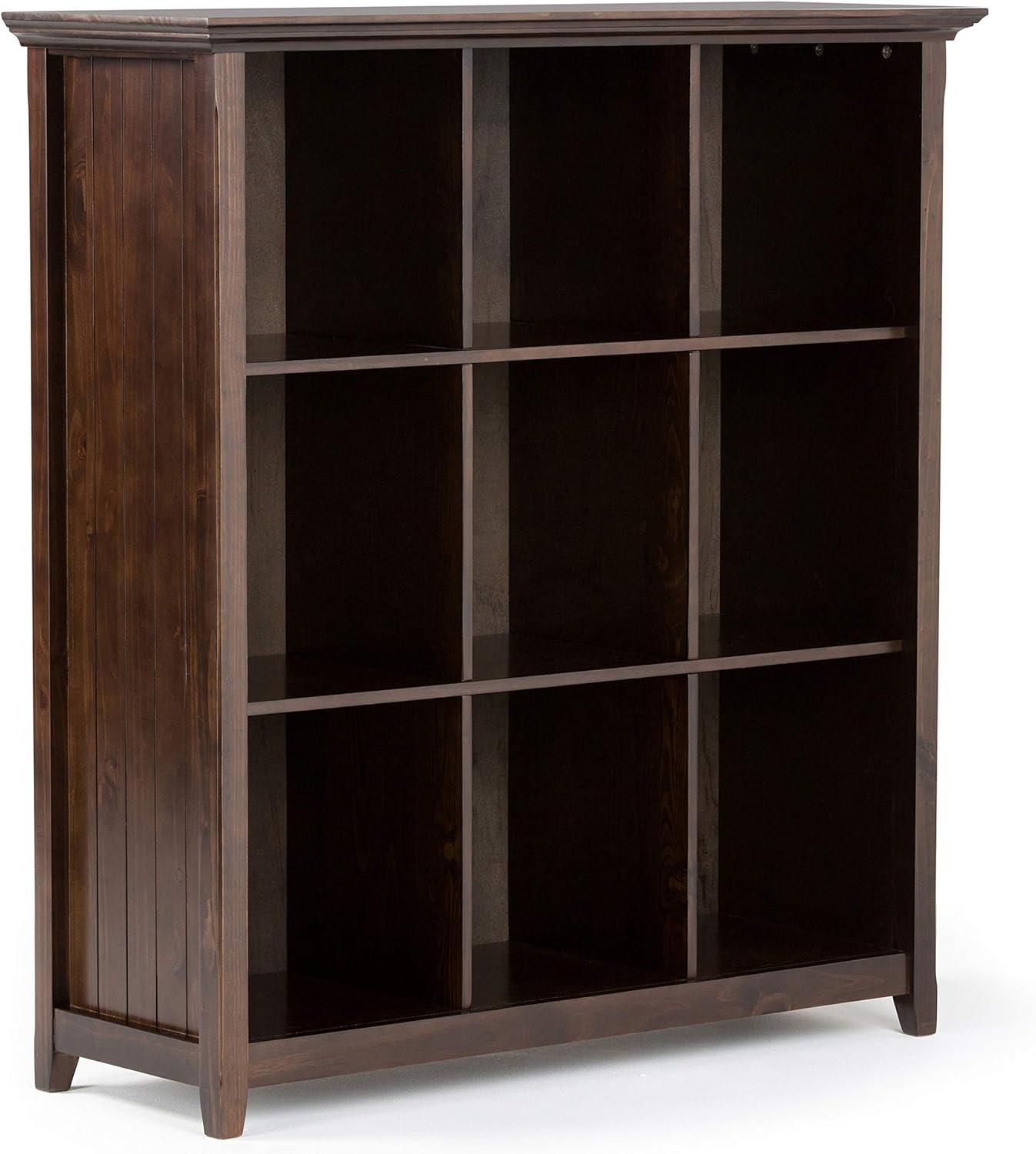 Brunette Brown Solid Wood 9-Cube Bookcase and Storage Unit