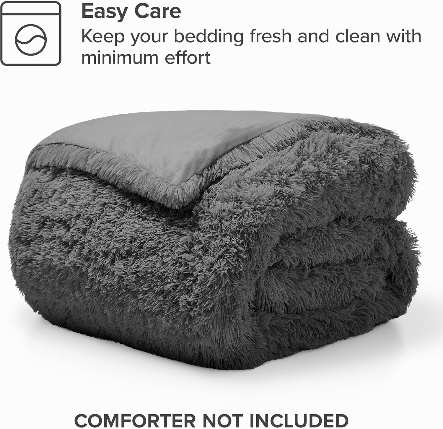 Bare Home Shaggy Fleece Plush Duvet Cover