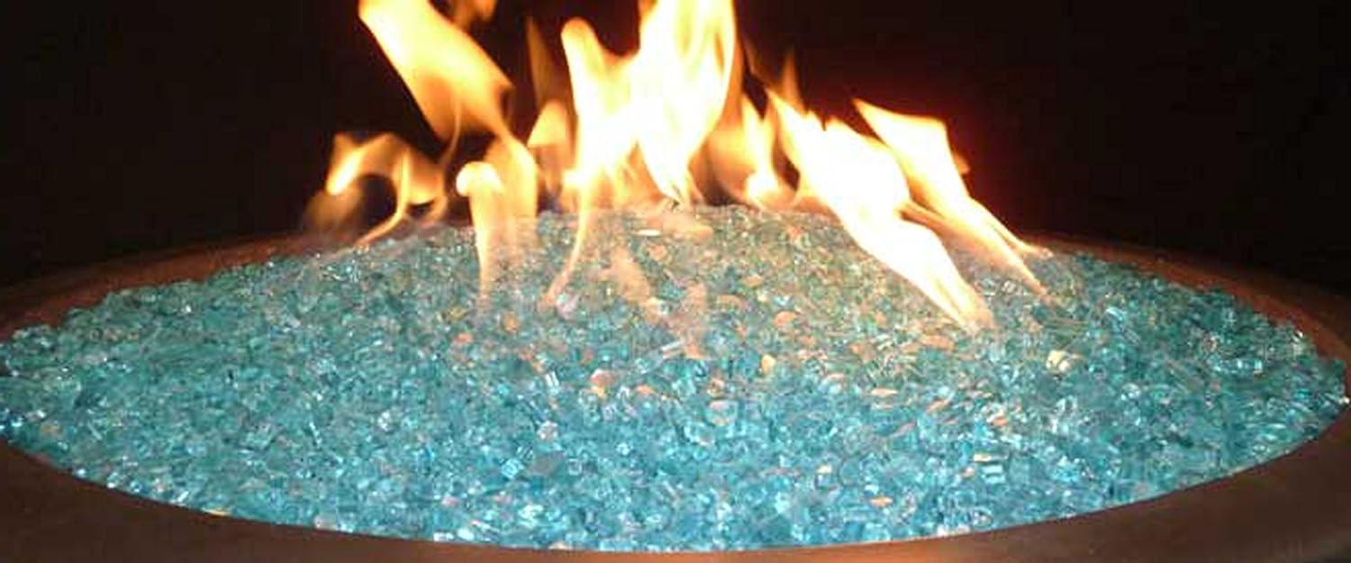 Hiland  20lbs Recycled Fire Pit Fire Glass in Aqua - .25"L x .5"W x .5"H