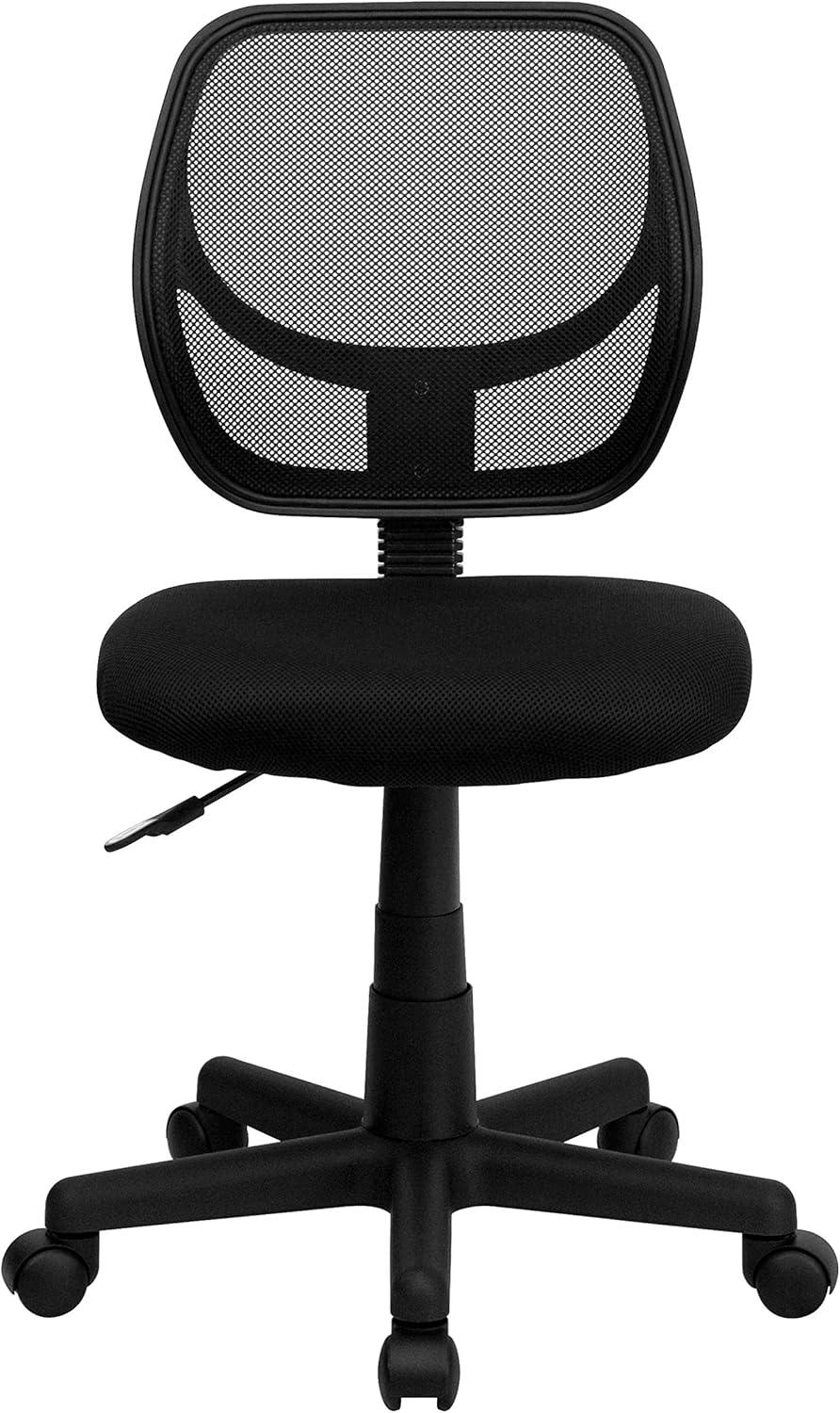 Flash Furniture Low Back Black Mesh Swivel Task Office Chair with Curved Square Back