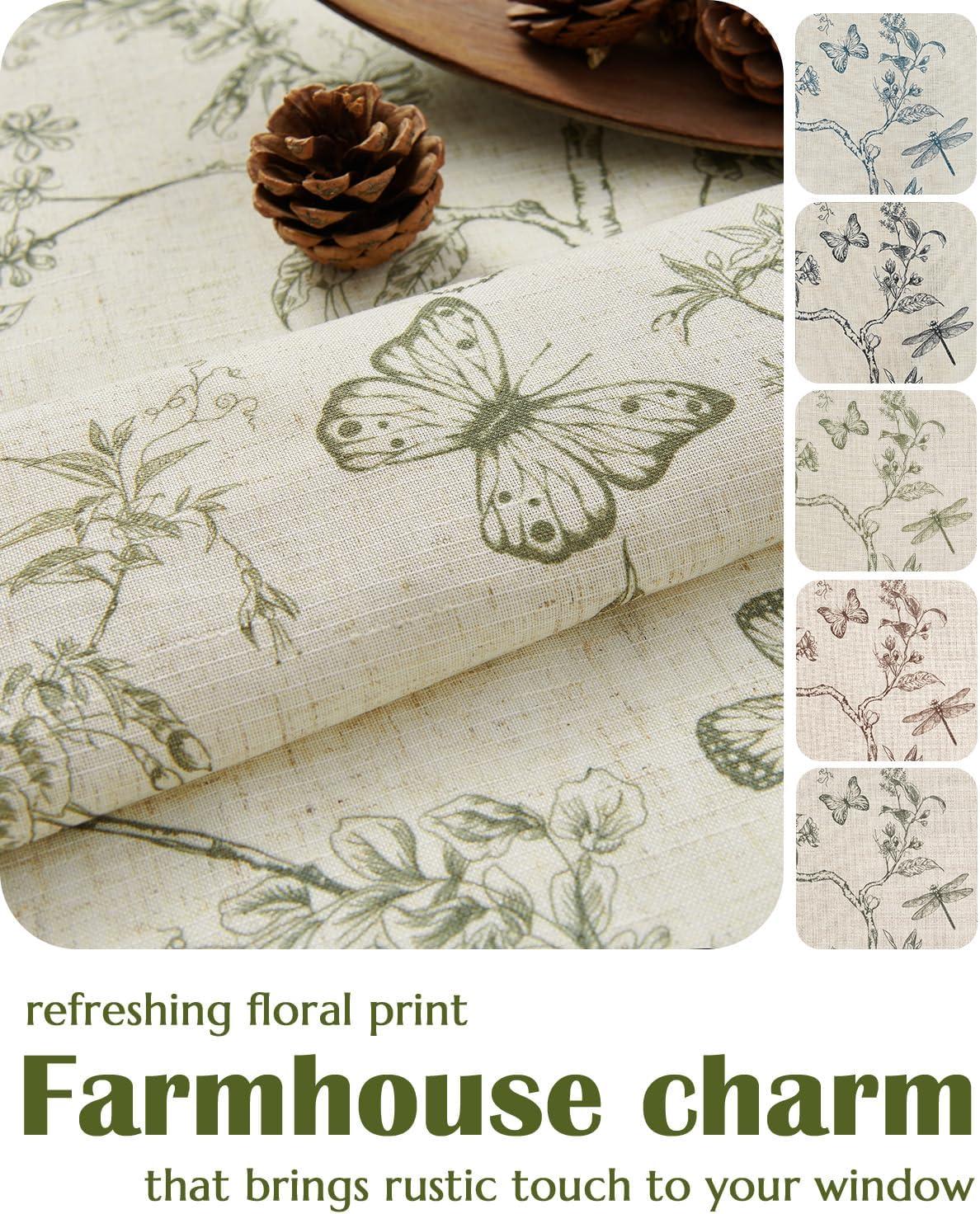 Floral Linen Blend French Country Curtains