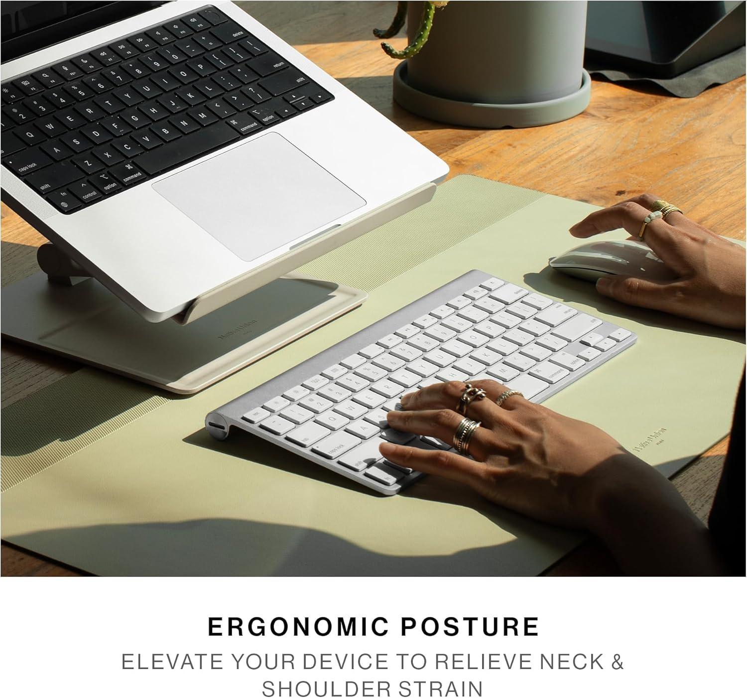 Black Adjustable Ergonomic Metal Laptop Stand with Fabric Surface