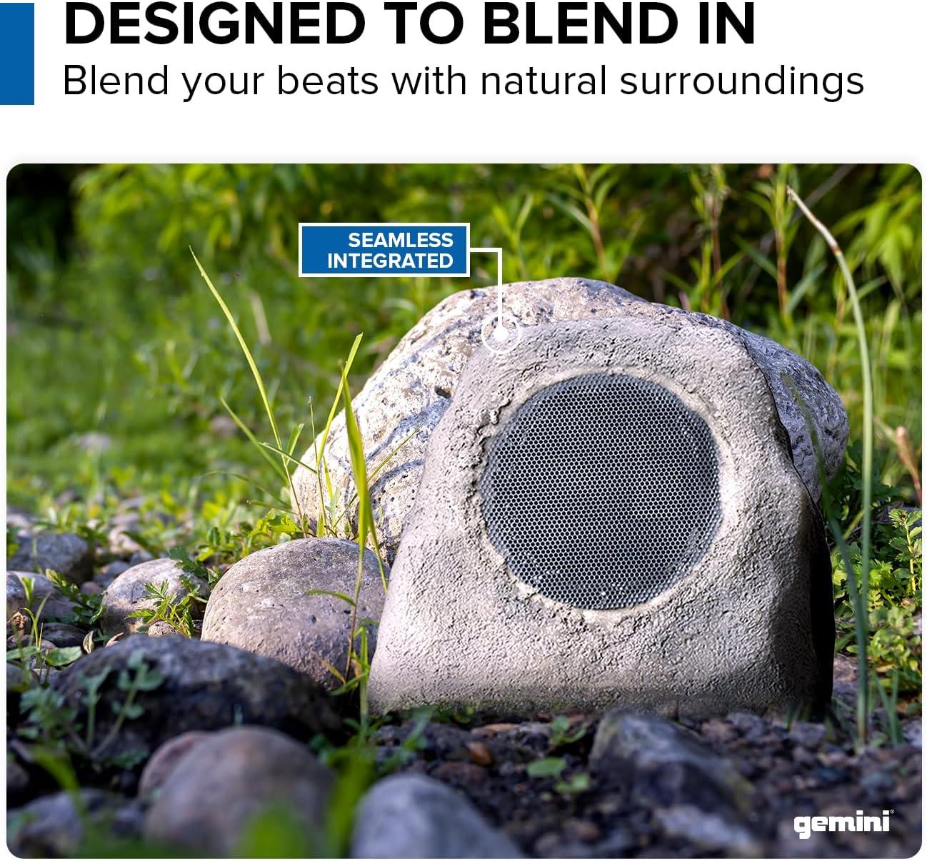 Gemini® GHRK-500LTMS Solar Bluetooth® TWS 30-Watt-Peak Outdoor Rock Speaker with LED Lighting (1 Pack) in Gray