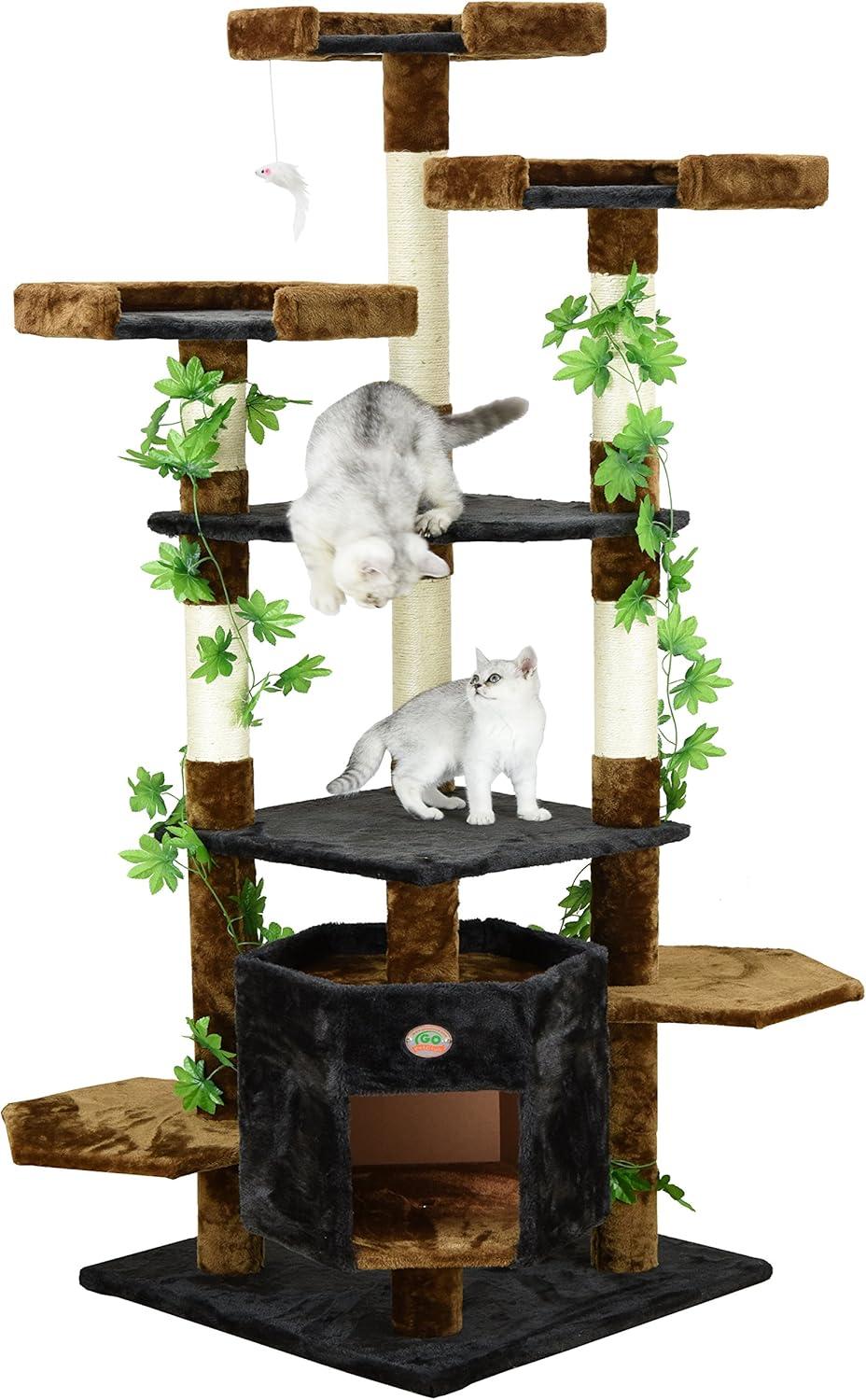 Go Pet Club 67" Forest Cat Tree with Leaves F2091 - Black/Brown