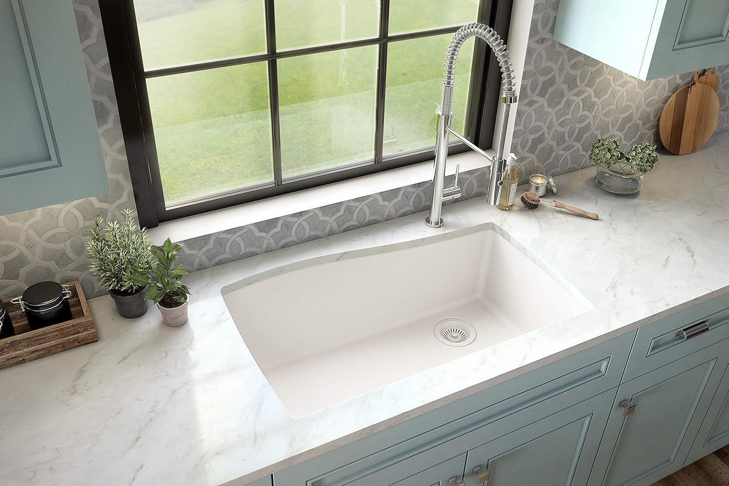 Karran Karran Undermount Quartz Composite 33-1/2'' X 21'' Single Bowl Kitchen Sink QU-722-WH