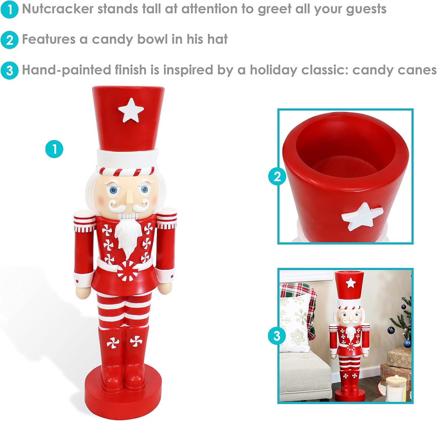 Sunnydaze Alfonso the Noble Large Nutcracker Statue - Red/White - 36"