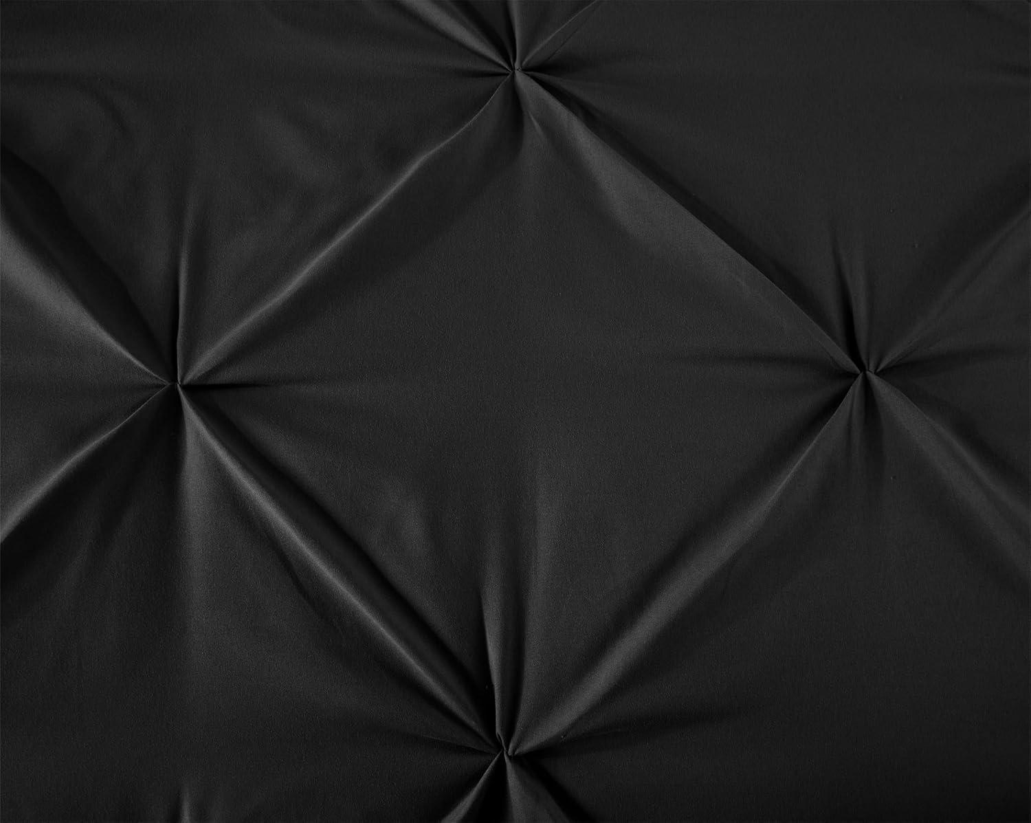 Berlin Black Full Microfiber Pinch Pleat Comforter Set