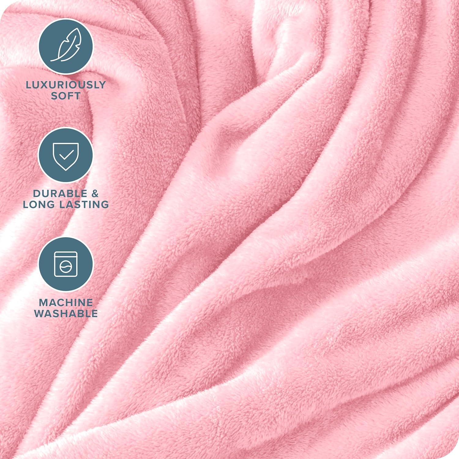 Light Pink Microplush Full/Queen Fleece Blanket by Bare Home